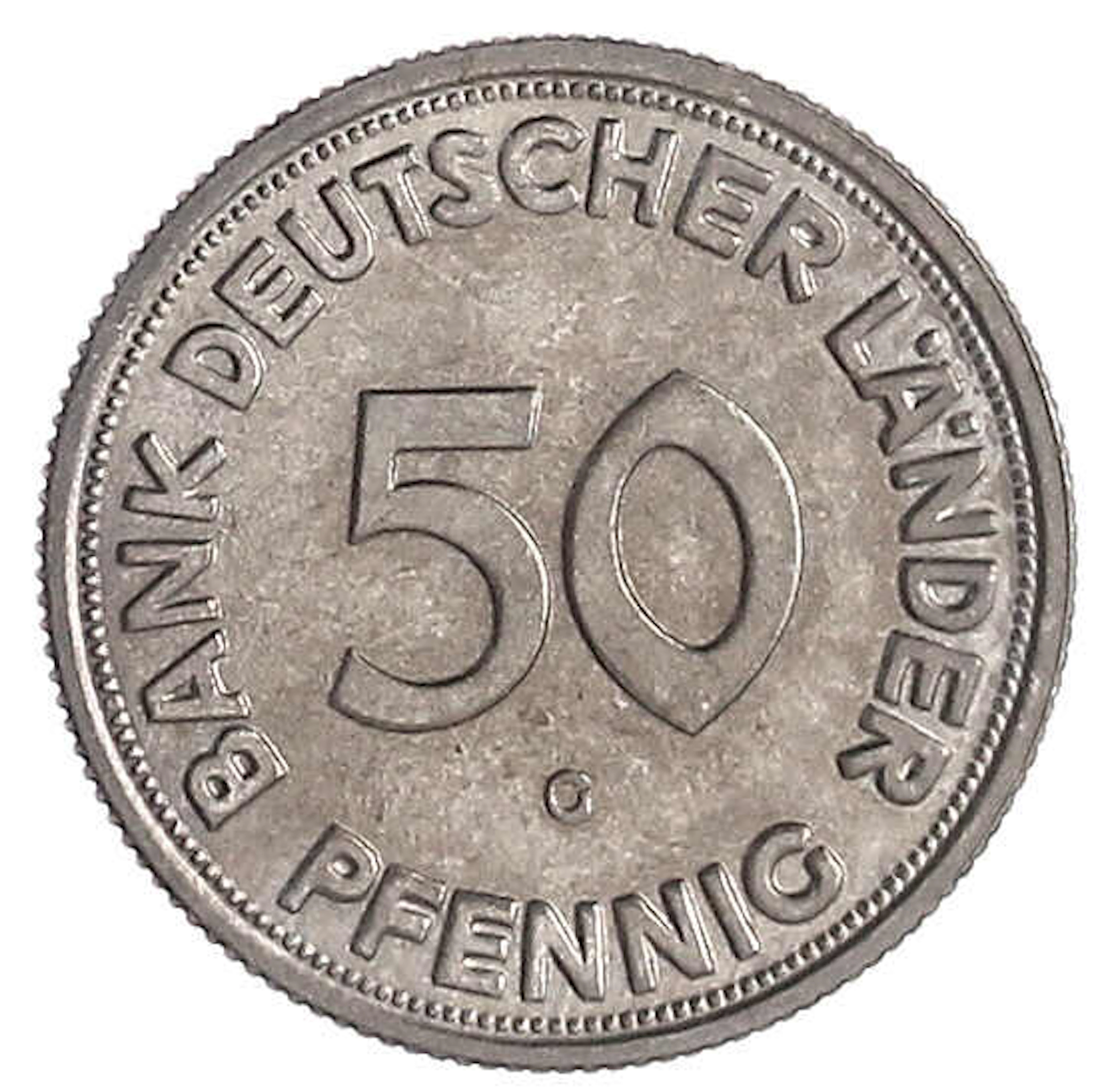 Münzen der Bundesrepublik Deutschland, Kursmünzen, 50 Pfennig, Kupfer/Nickel