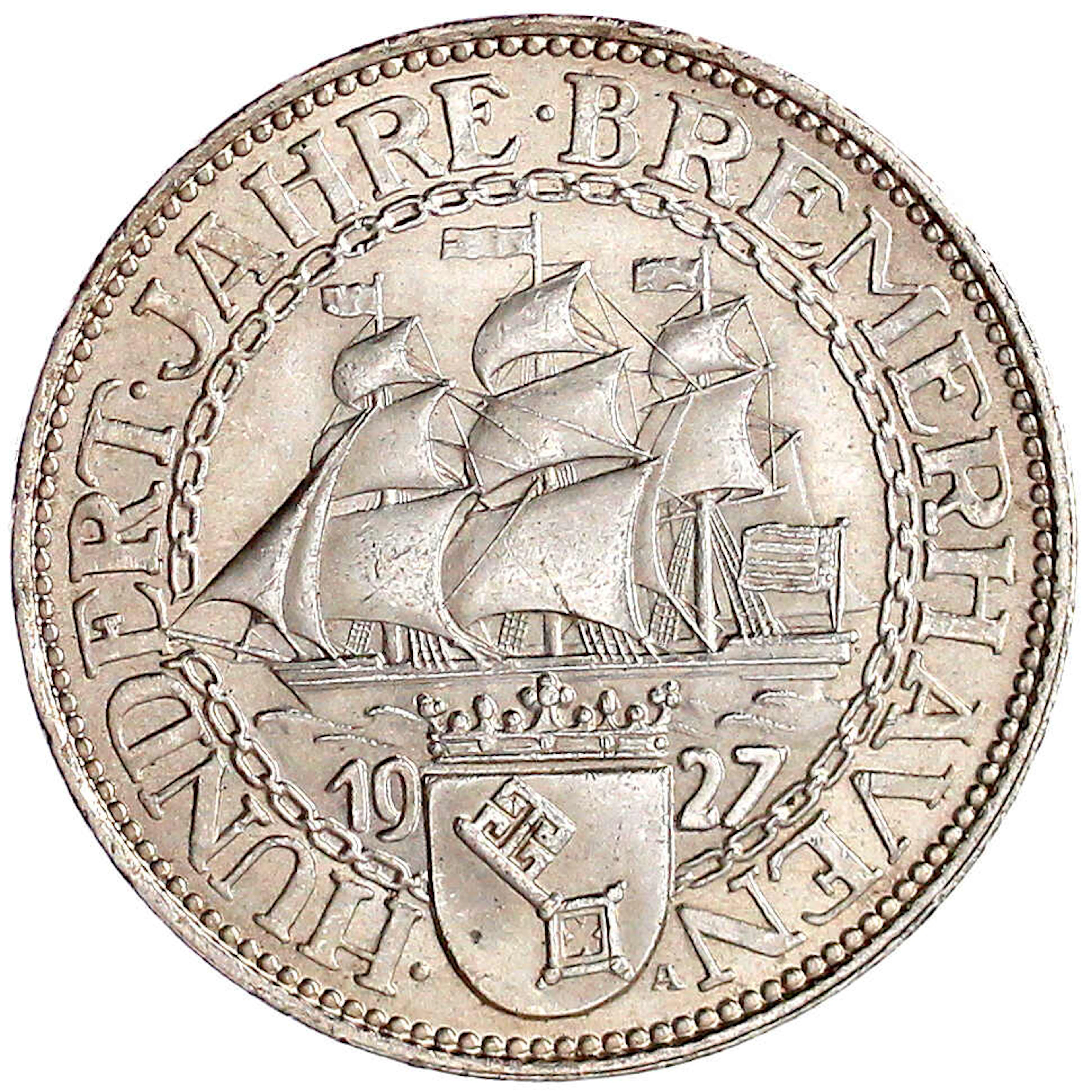 Weimarer Republik, Gedenkmünzen, 5 Reichsmark Bremerhaven