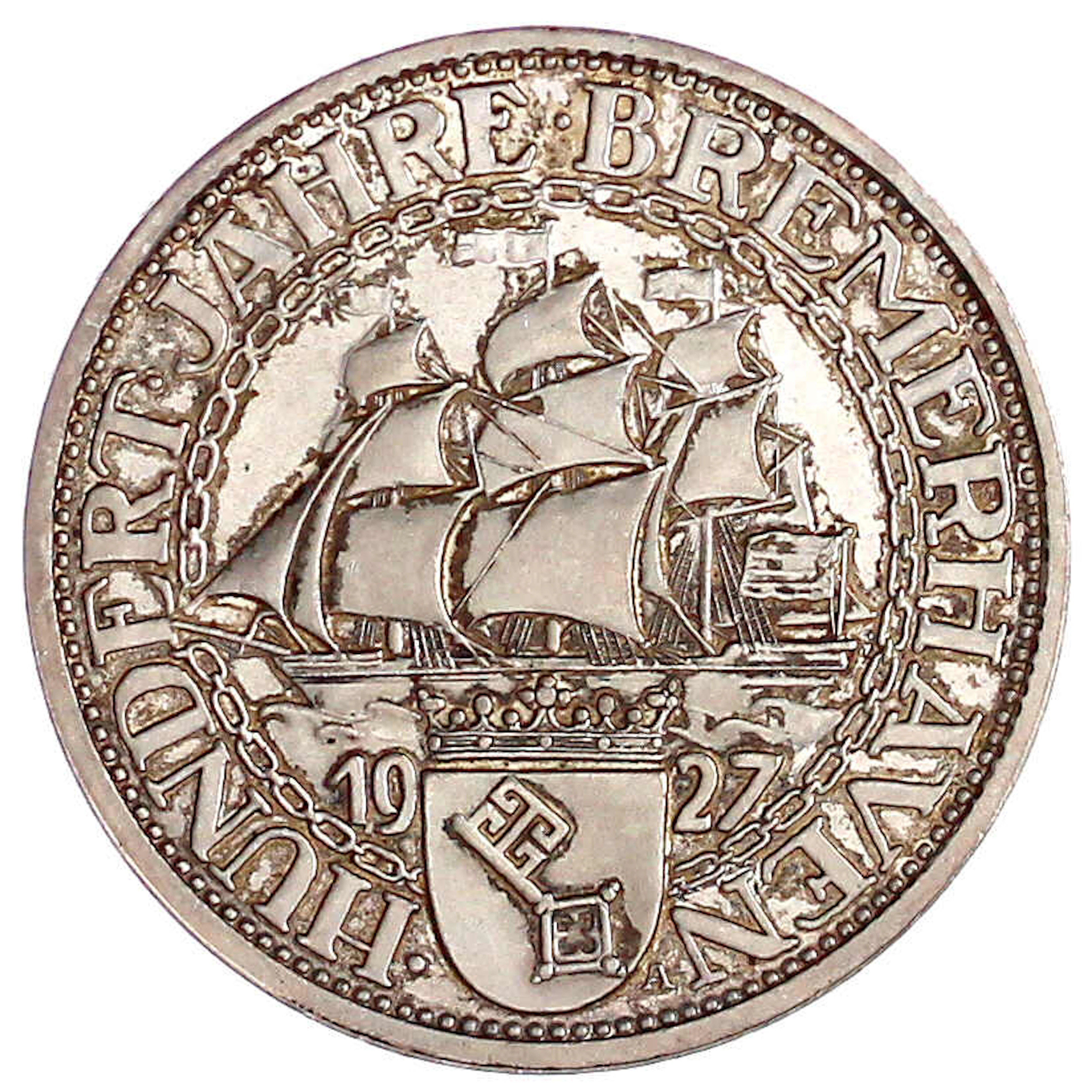 Weimarer Republik, Gedenkmünzen, 3 Reichsmark Bremerhaven