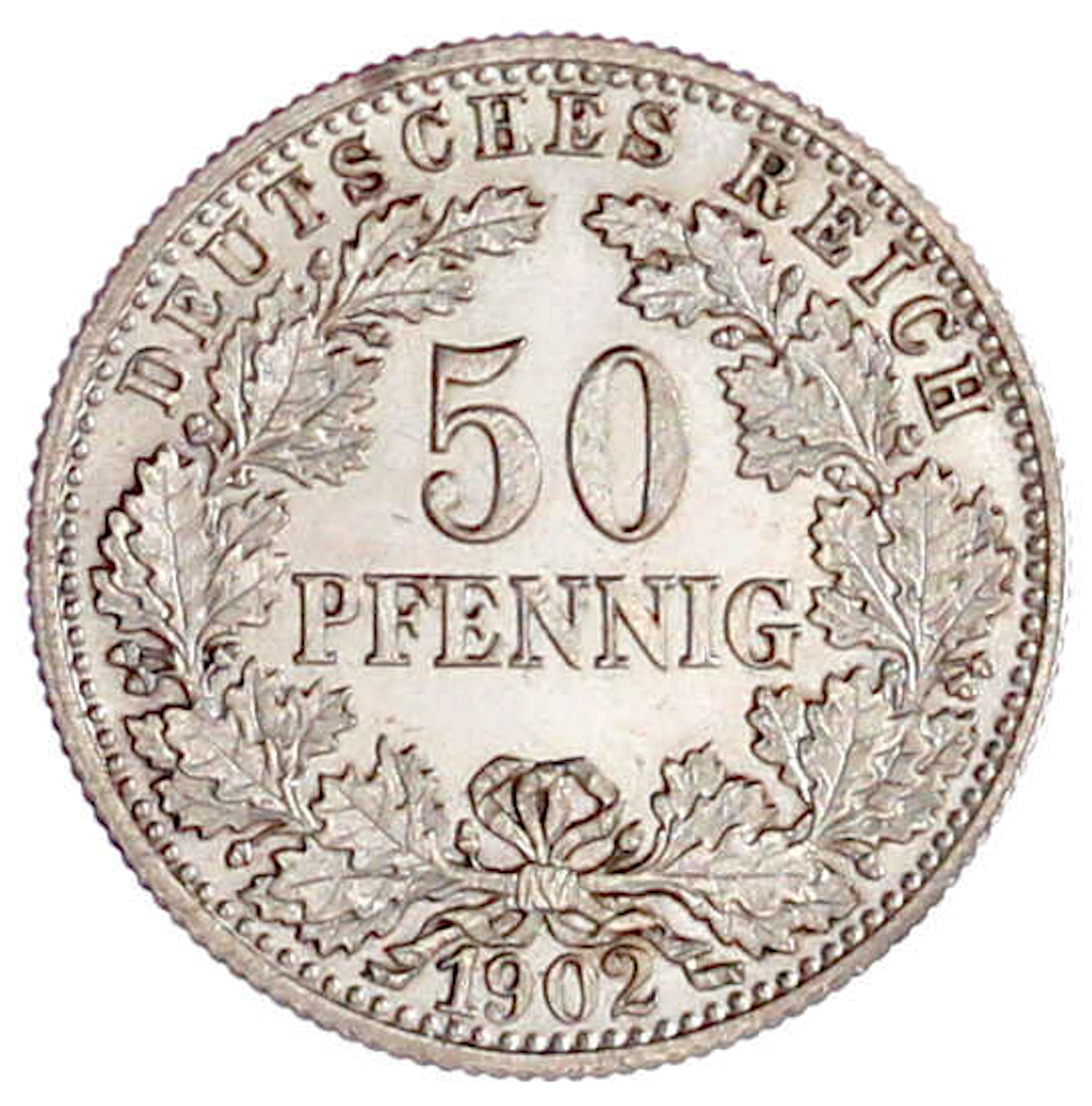 Reichskleinmünzen, 50 Pfennig gr. Adler Eichenzweige Silb. 1896-1903