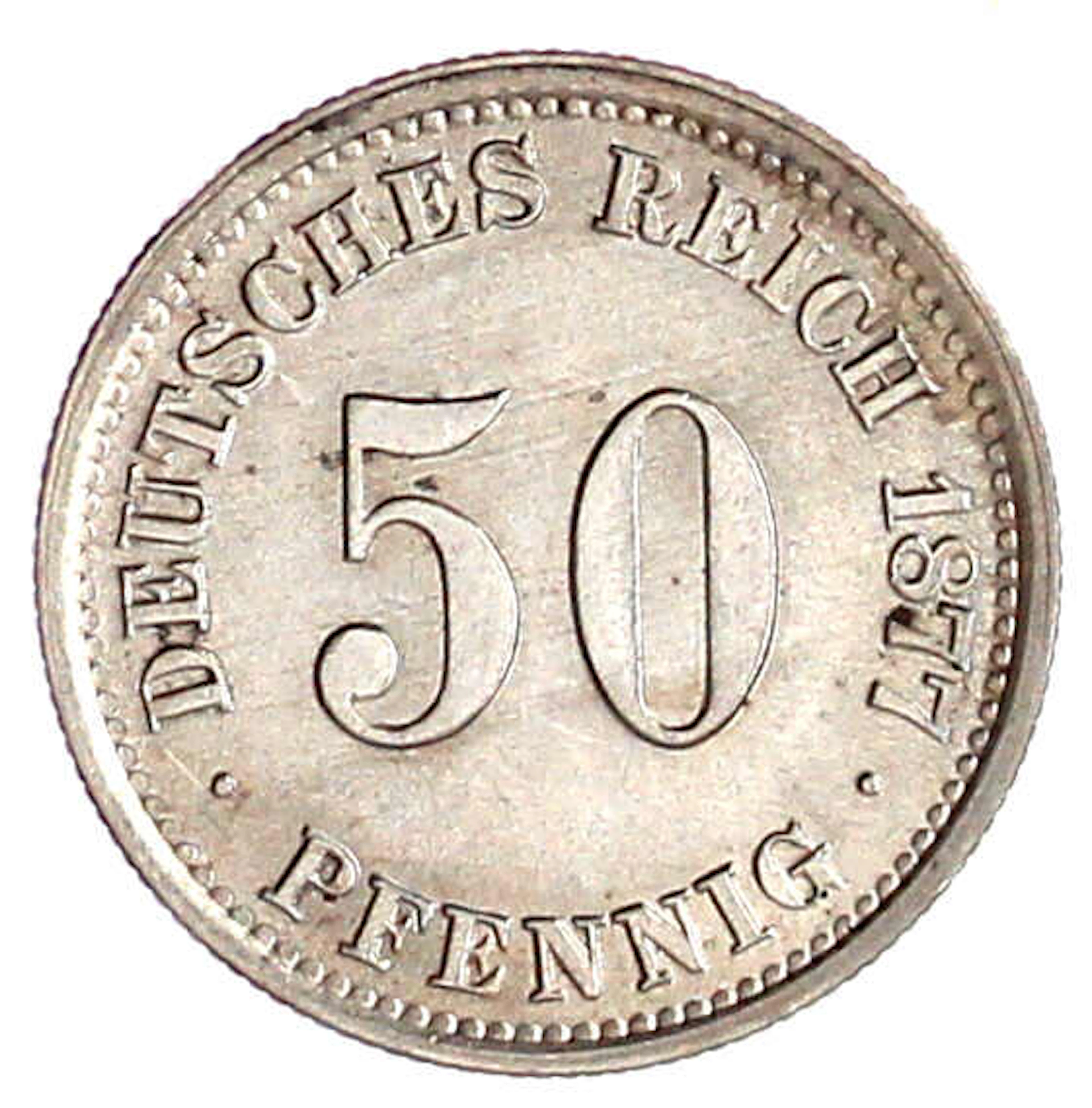 Reichskleinmünzen, 50 Pfennig kl. Adler Eichenzweige Silber 1877-1878