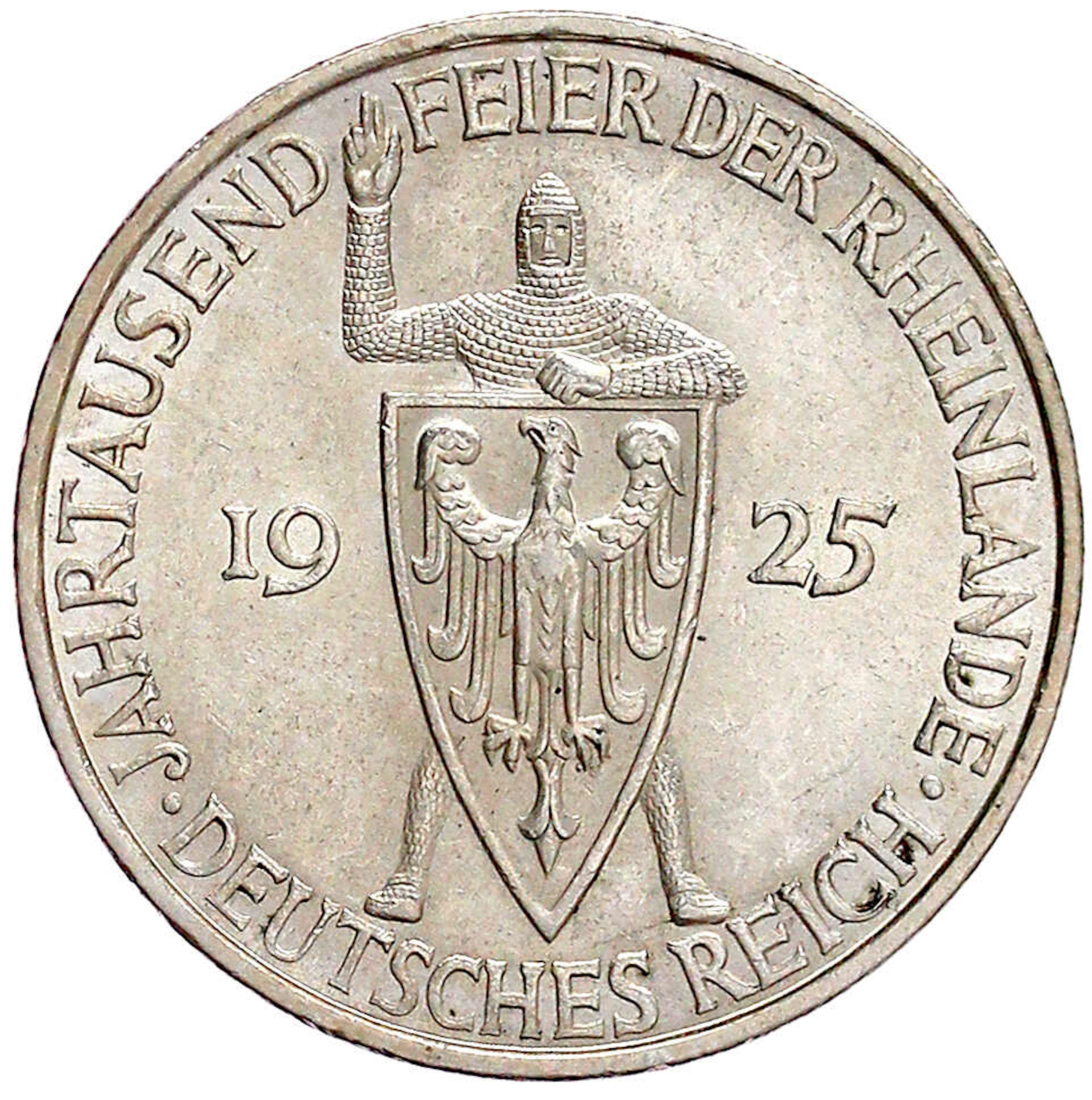 Weimarer Republik, Gedenkmünzen, 5 Reichsmark Rheinlande
