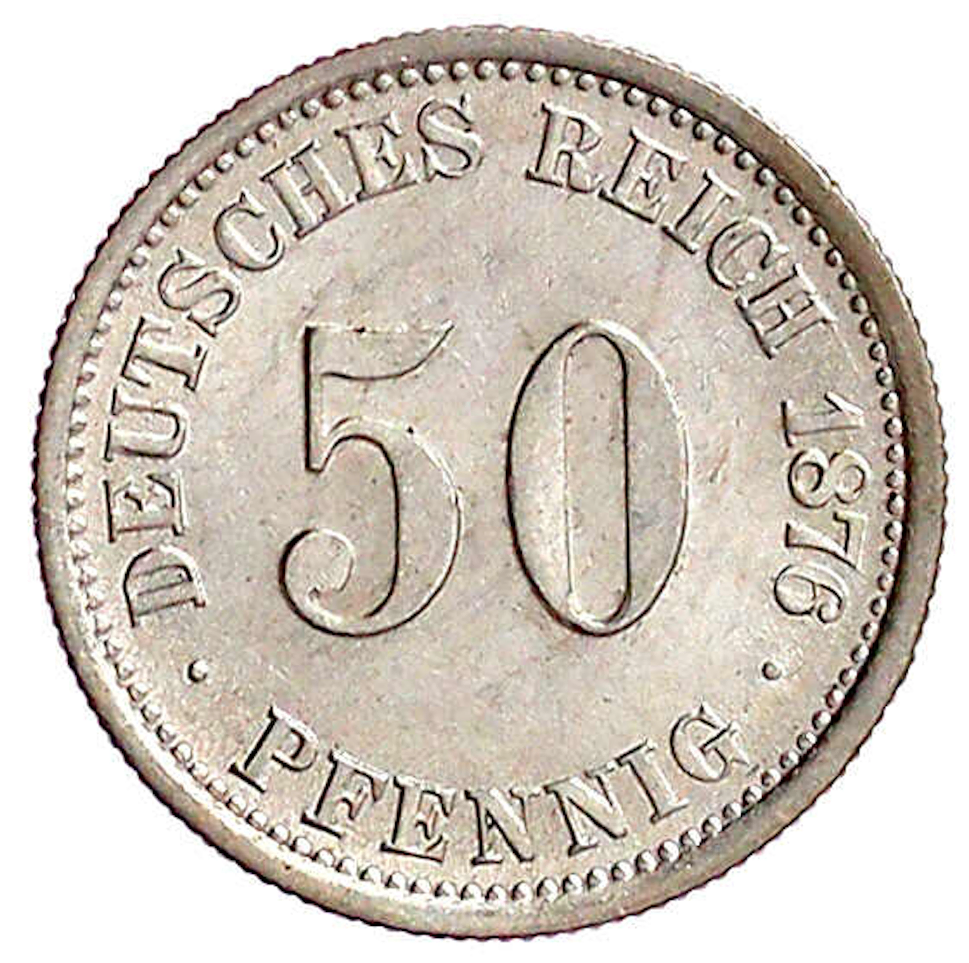 Reichskleinmünzen, 50 Pfennig kleiner Adler, Silber 1875-1877