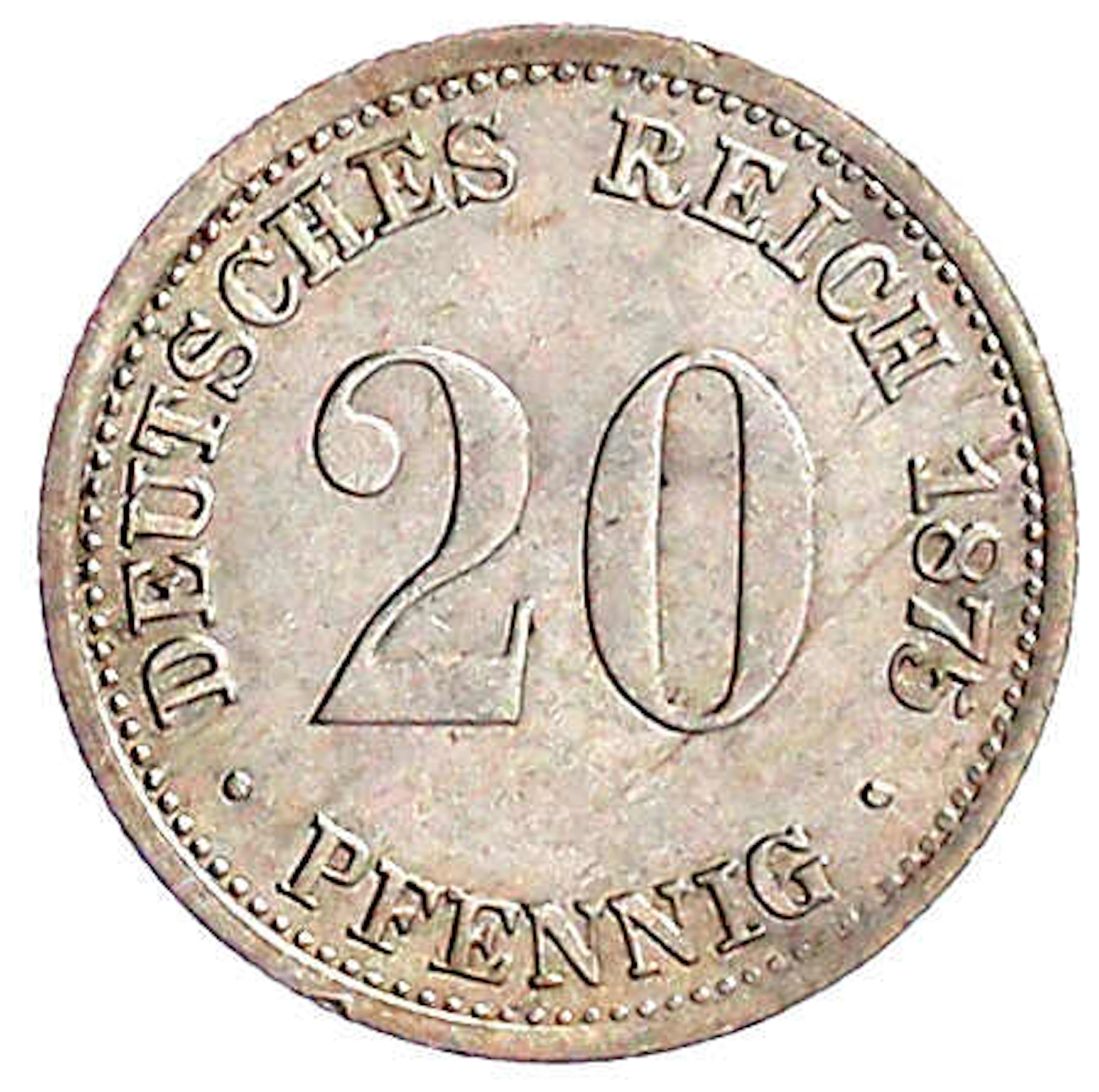 Reichskleinmünzen, 20 Pfennig kleiner Adler, Silber 1873-1877