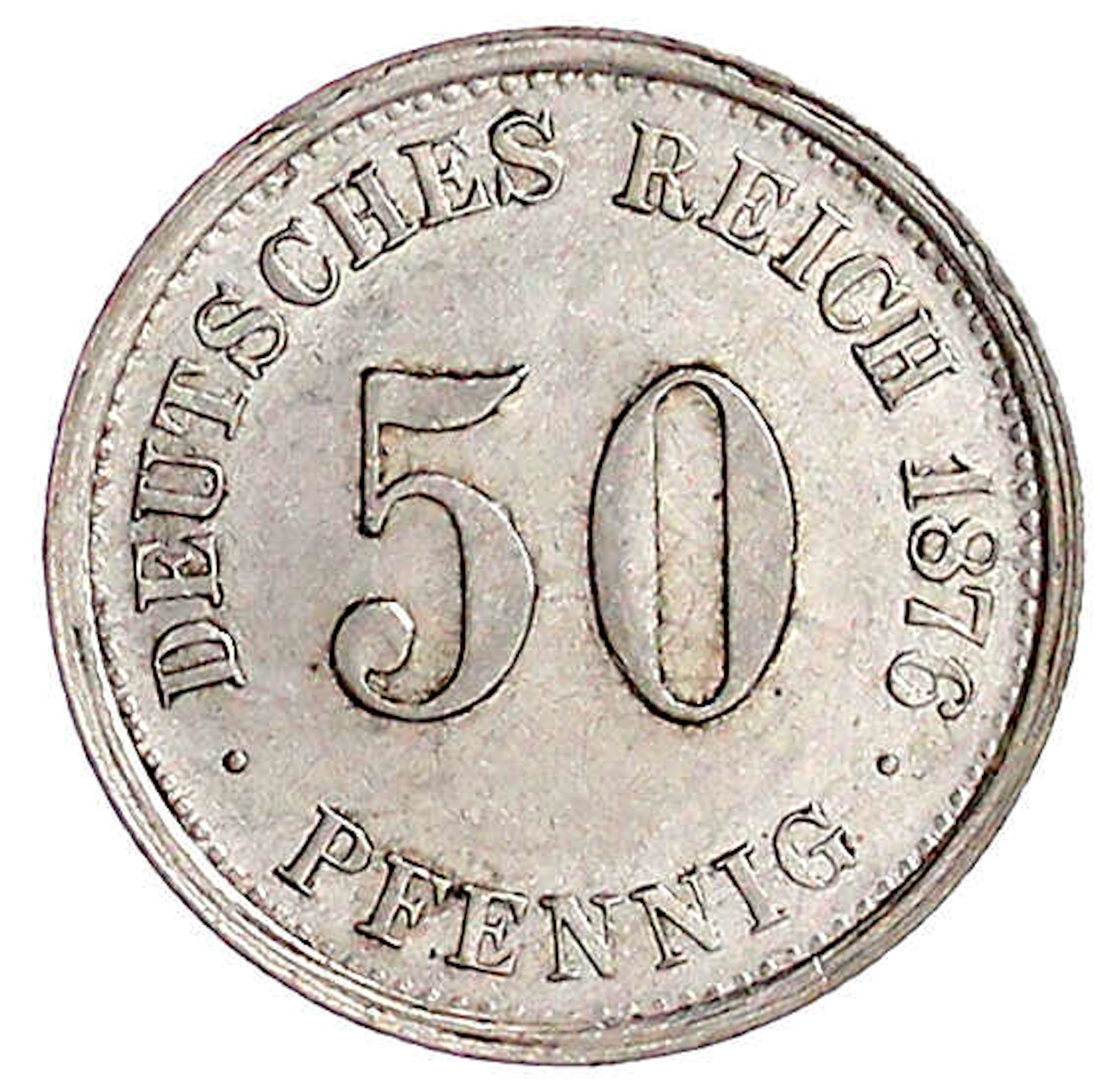 Reichskleinmünzen, 50 Pfennig kleiner Adler, Silber 1875-1877