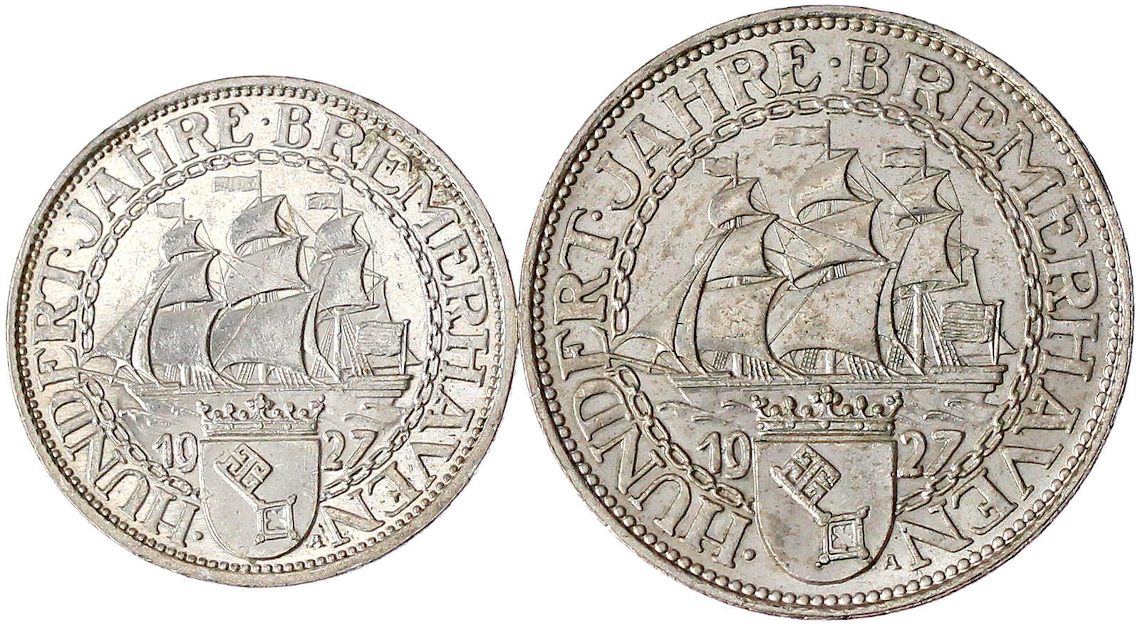 Weimarer Republik, Gedenkmünzen, 5 Reichsmark Bremerhaven
