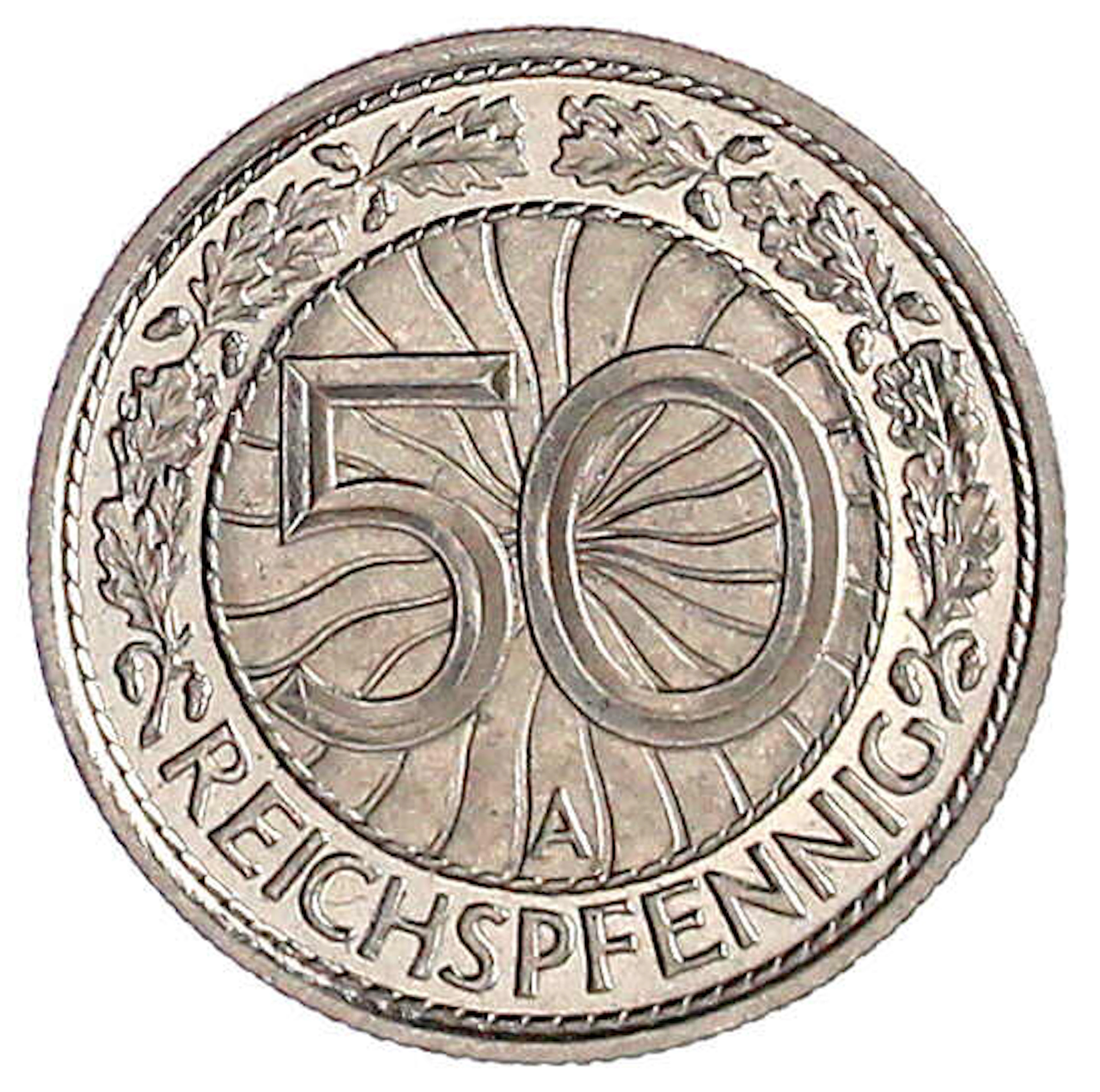 Weimarer Republik, Kursmünzen, 50 Reichspfennig, Nickel 1927-1938
