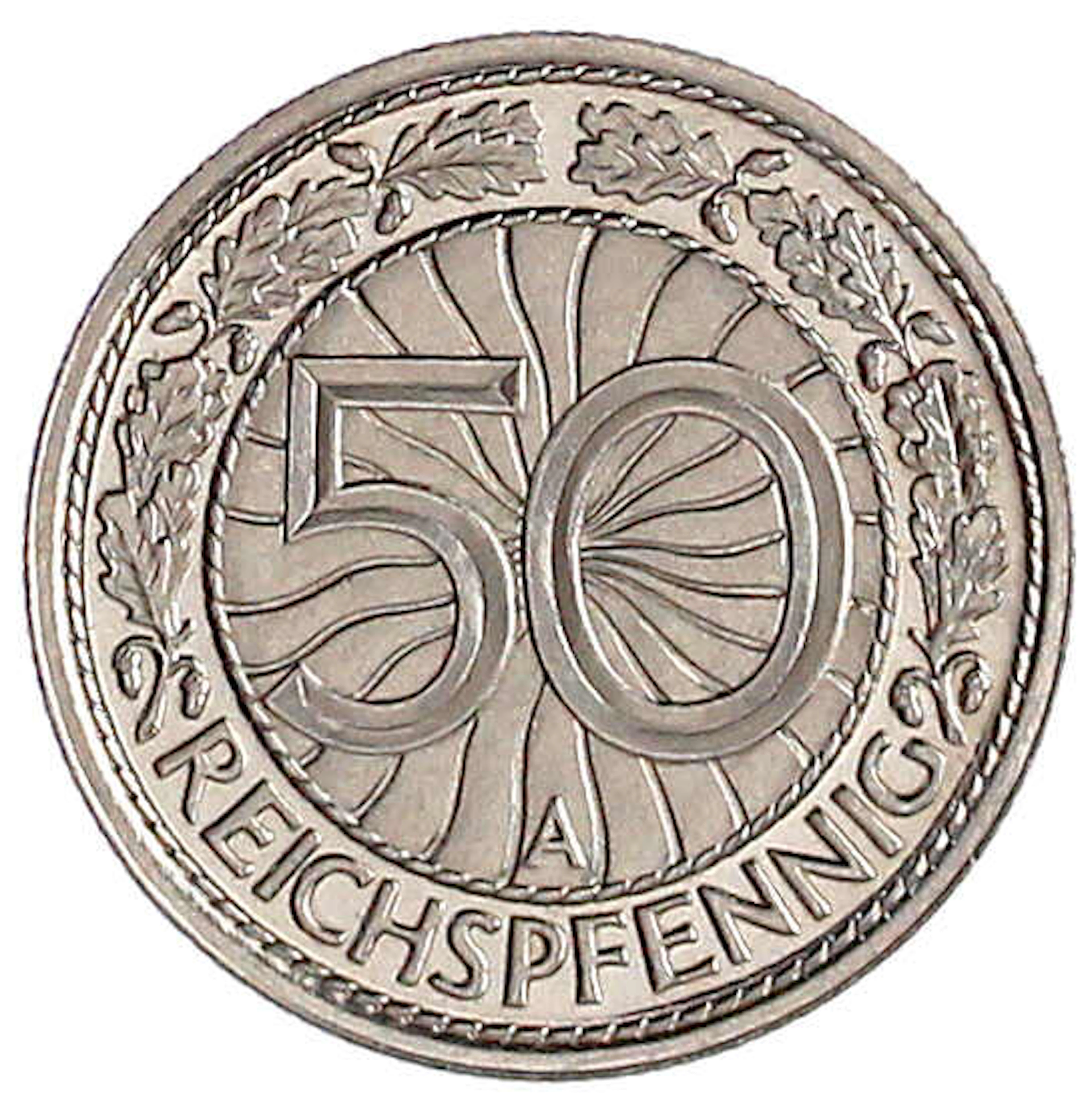 Weimarer Republik, Kursmünzen, 50 Reichspfennig, Nickel 1927-1938