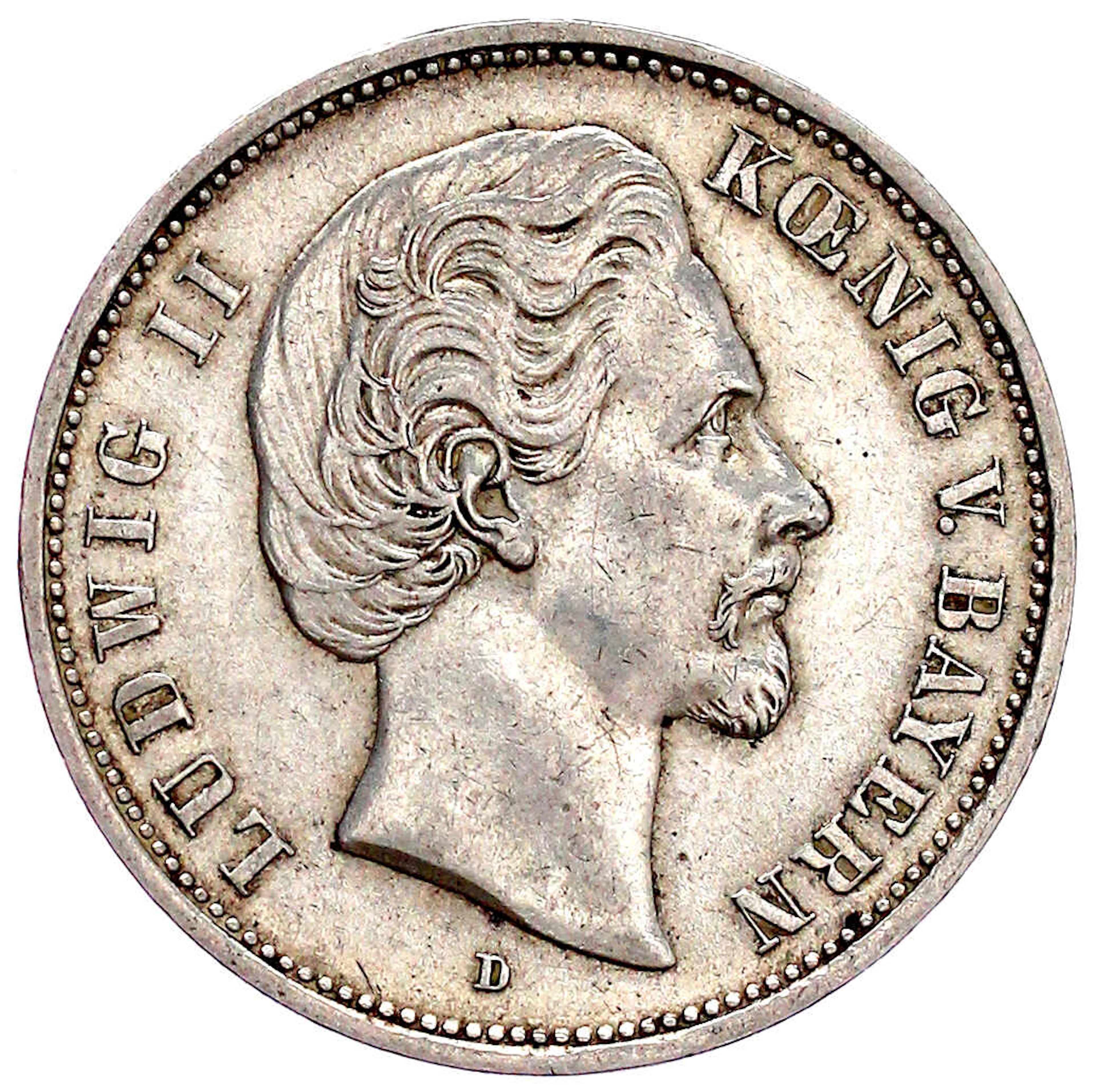 Reichssilbermünzen J. 19-178, Bayern, Ludwig II., 1864-1886