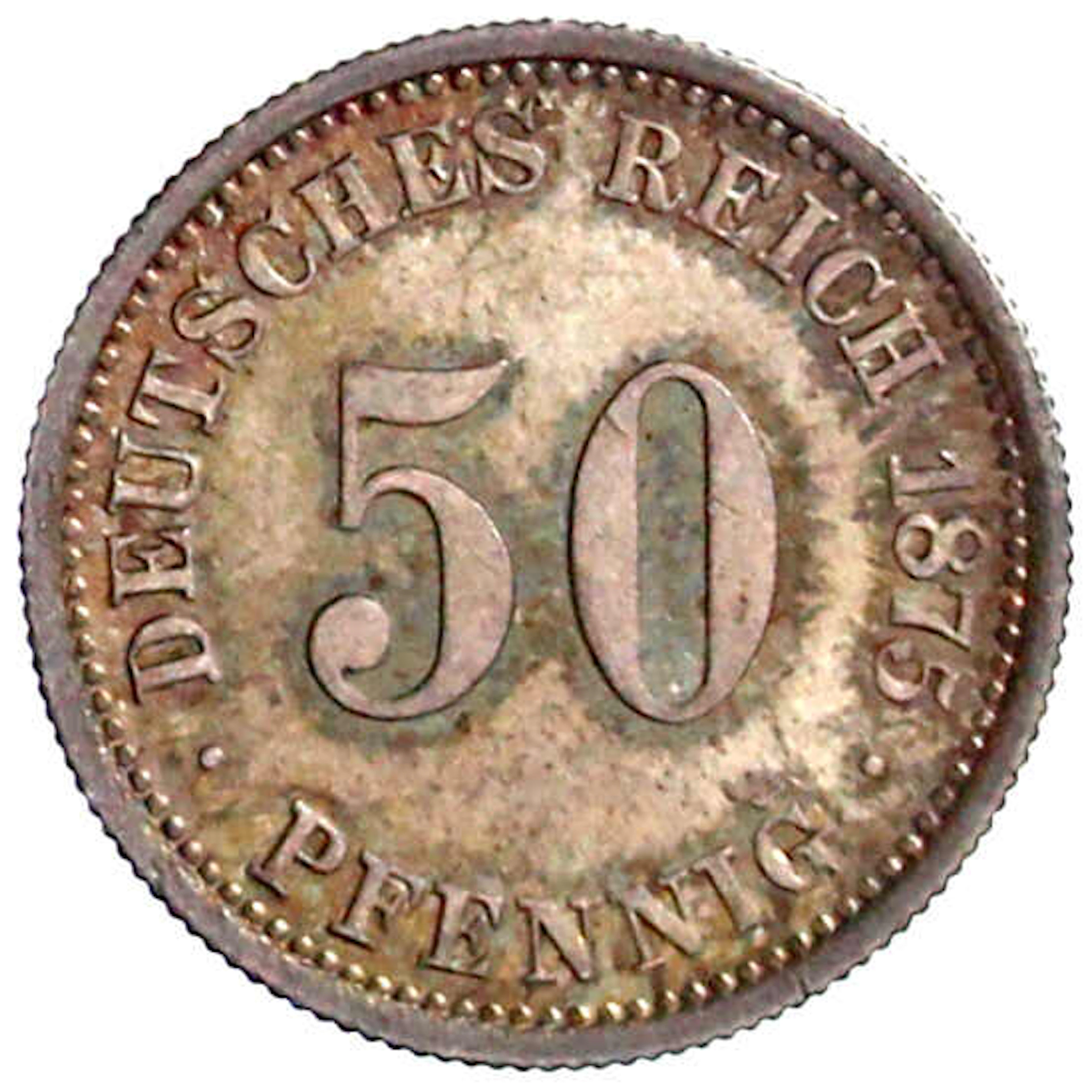 Reichskleinmünzen, 50 Pfennig kleiner Adler, Silber 1875-1877
