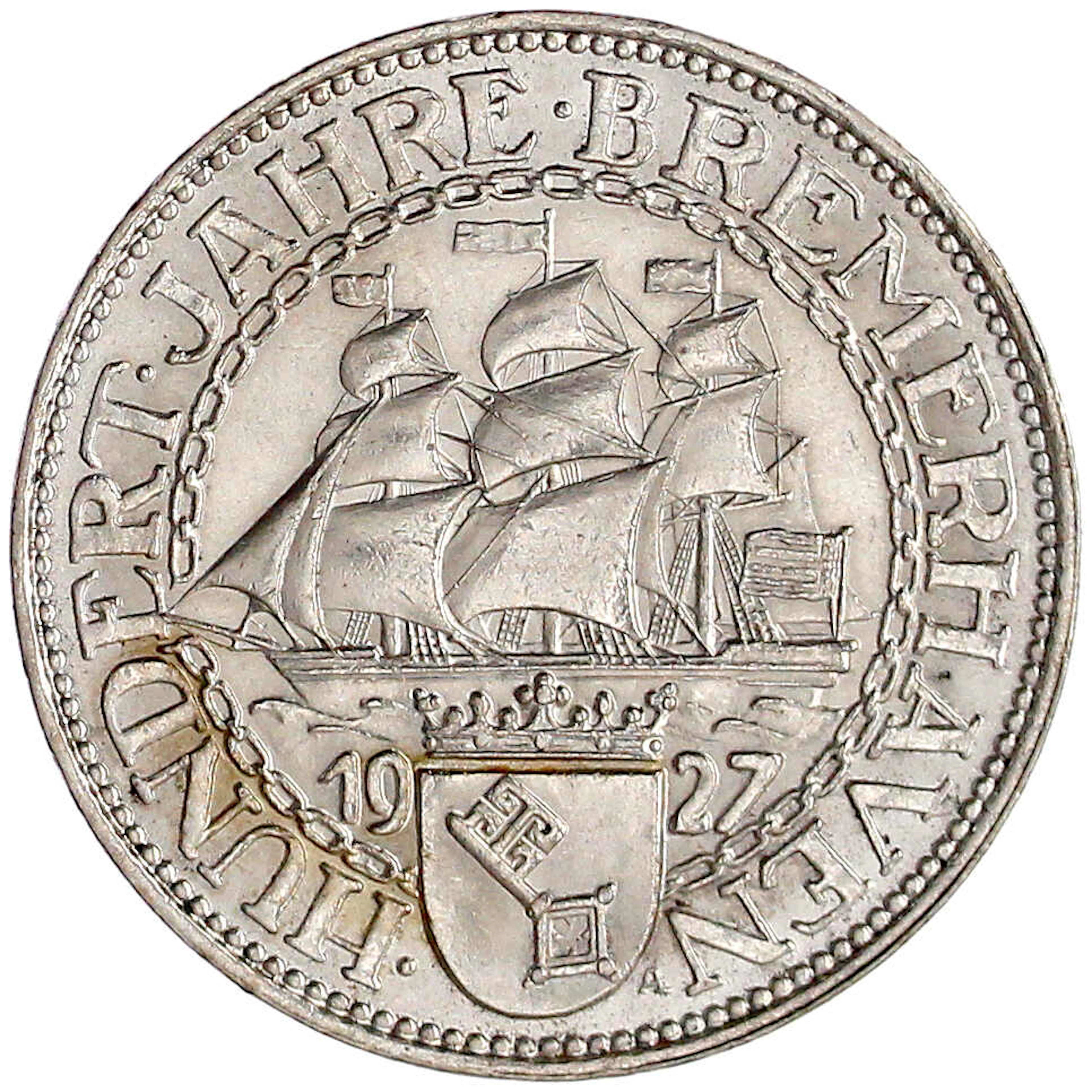 Weimarer Republik, Gedenkmünzen, 5 Reichsmark Bremerhaven