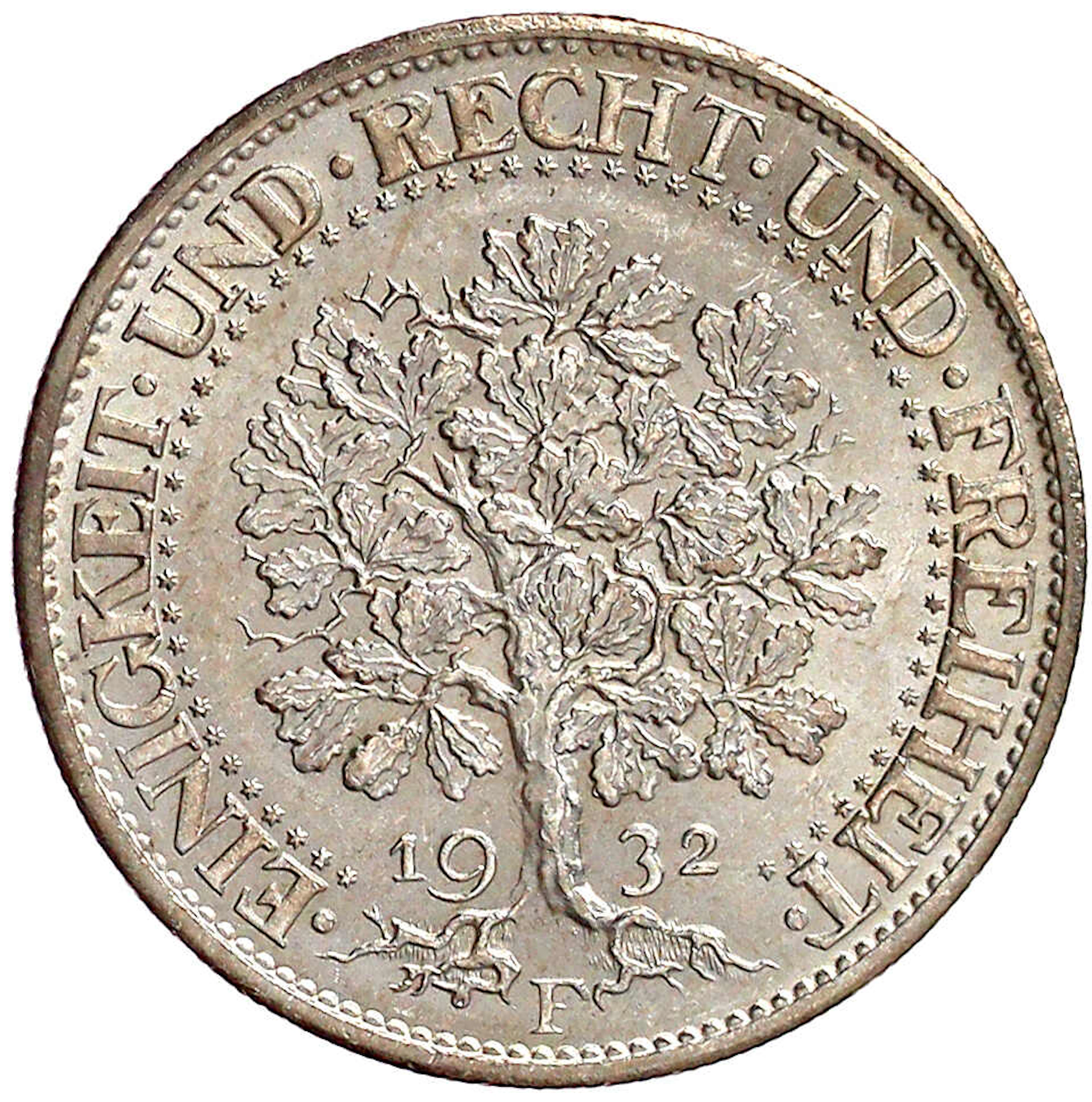 Weimarer Republik, Kursmünzen, 5 Reichsmark Eichbaum Silber 1927-1933
