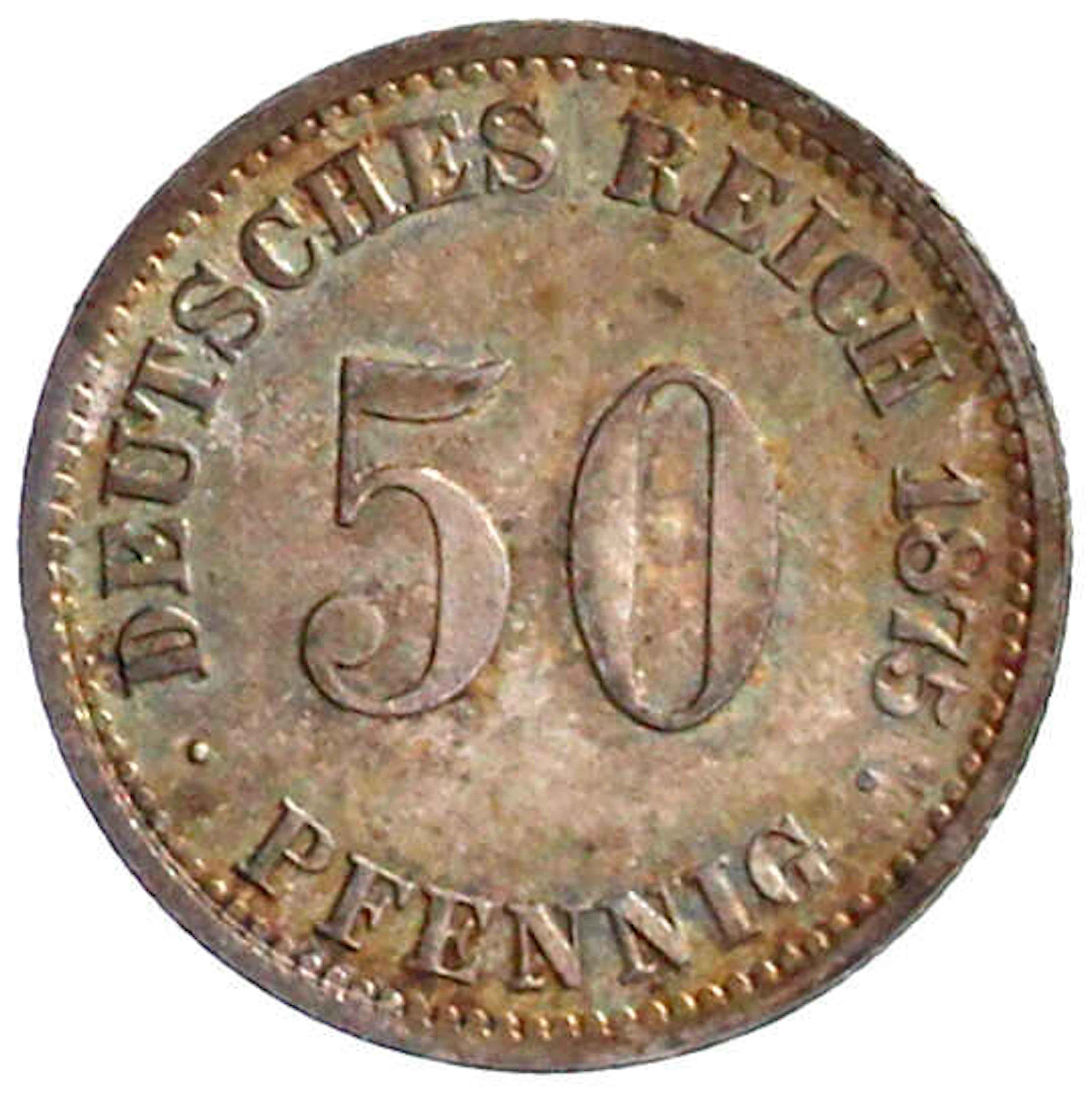 Reichskleinmünzen, 50 Pfennig kleiner Adler, Silber 1875-1877