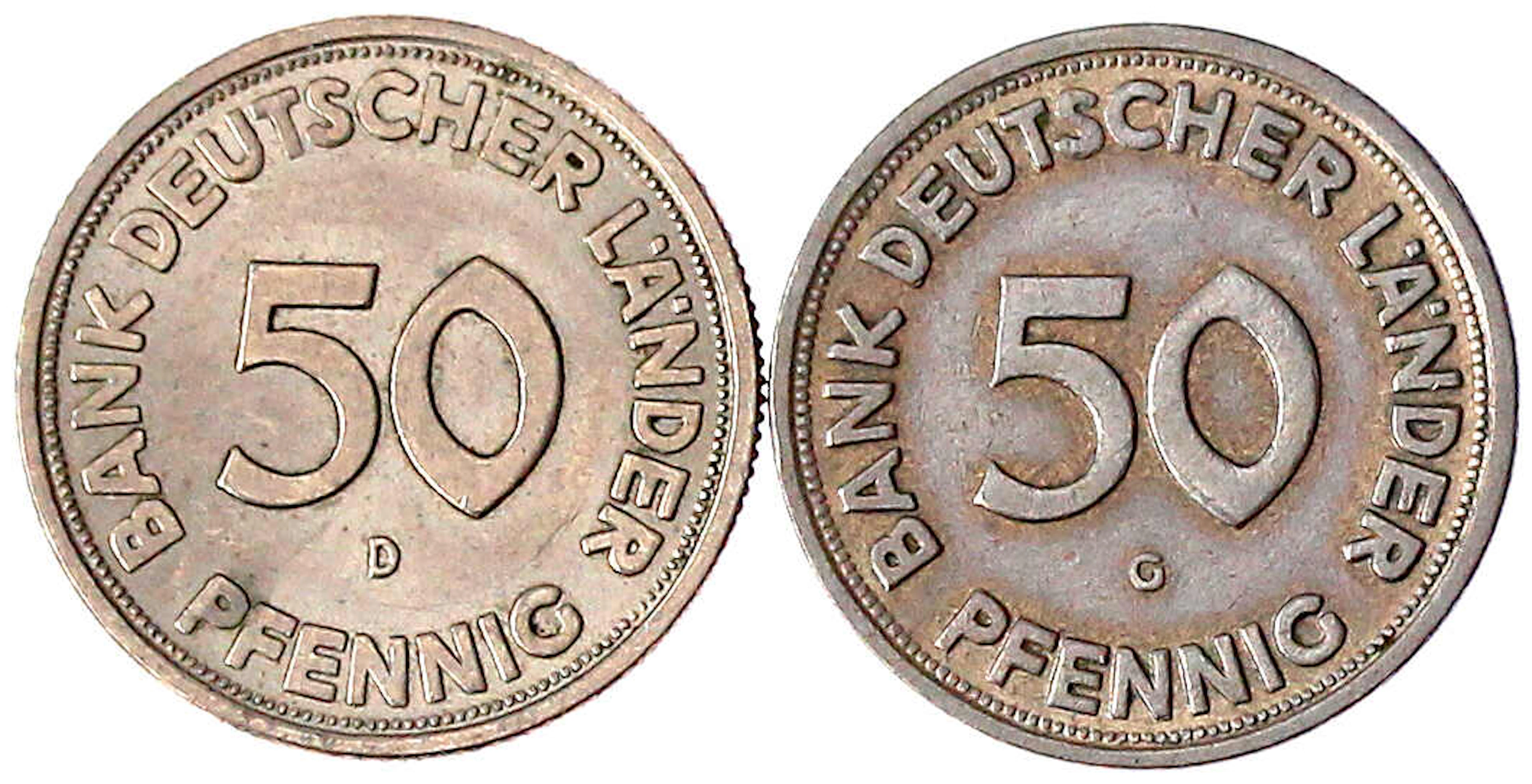 Münzen der Bundesrepublik Deutschland, Kursmünzen, 50 Pfennig, Kupfer/Nickel