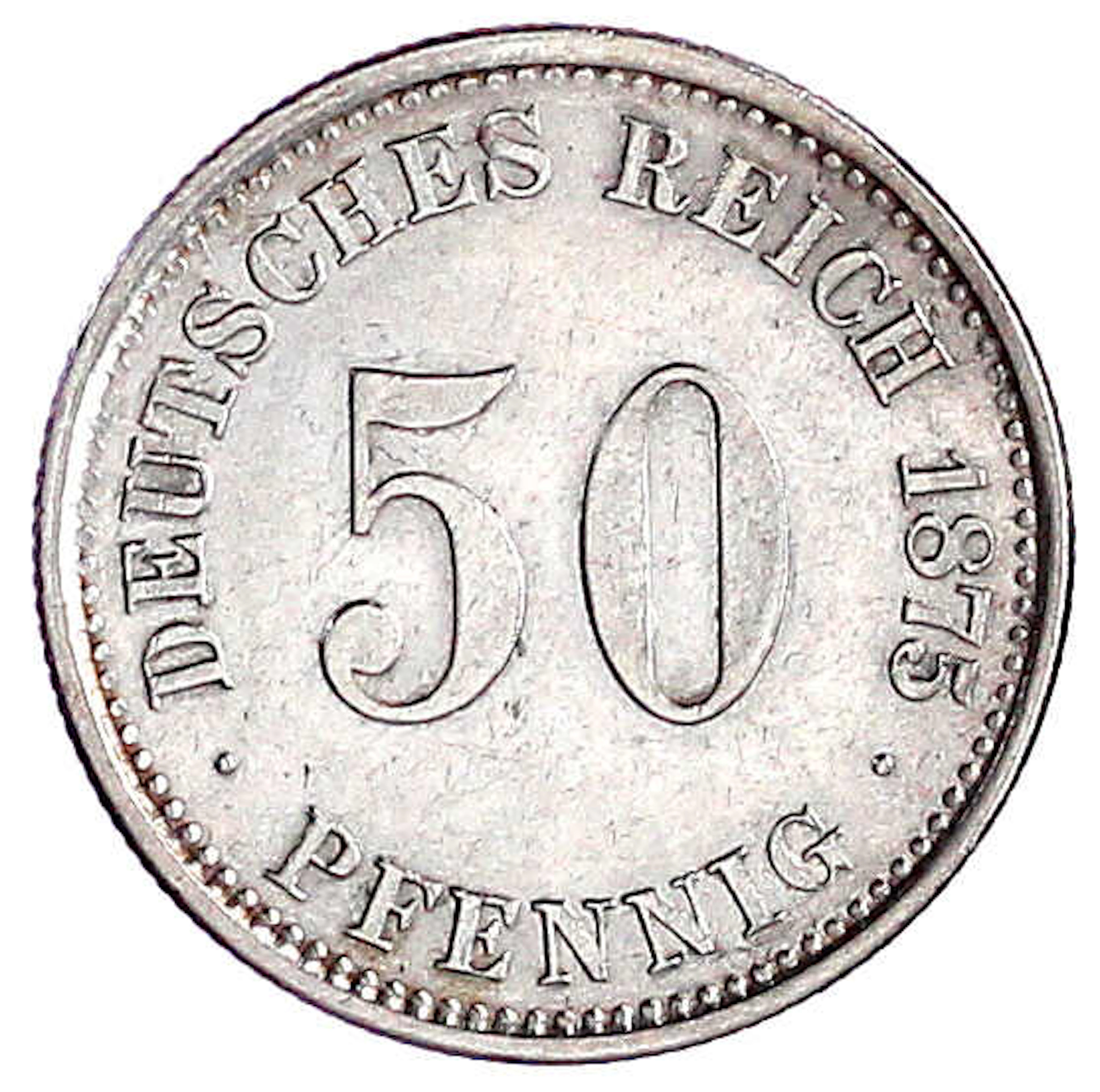 Reichskleinmünzen, 50 Pfennig kleiner Adler, Silber 1875-1877