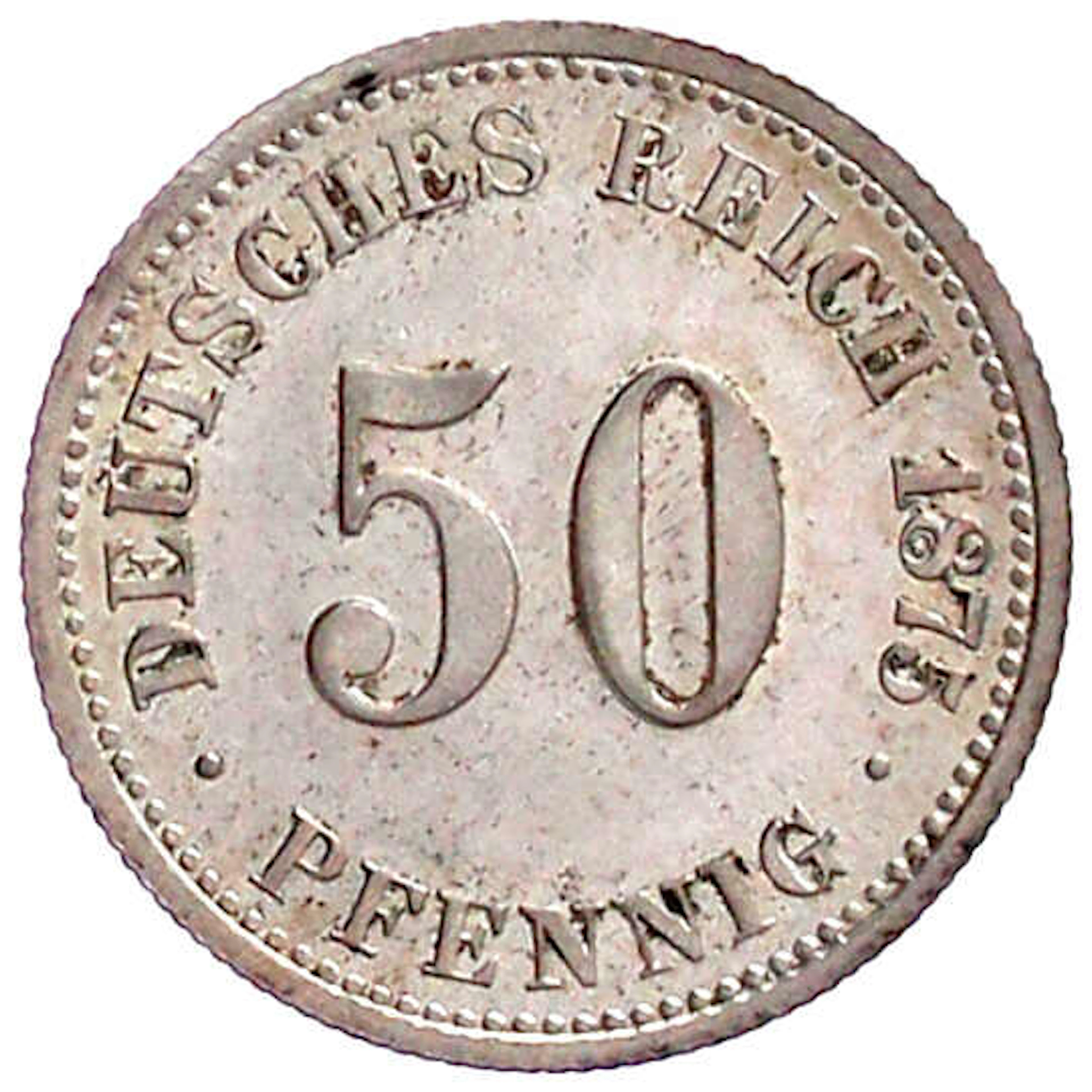 Reichskleinmünzen, 50 Pfennig kleiner Adler, Silber 1875-1877