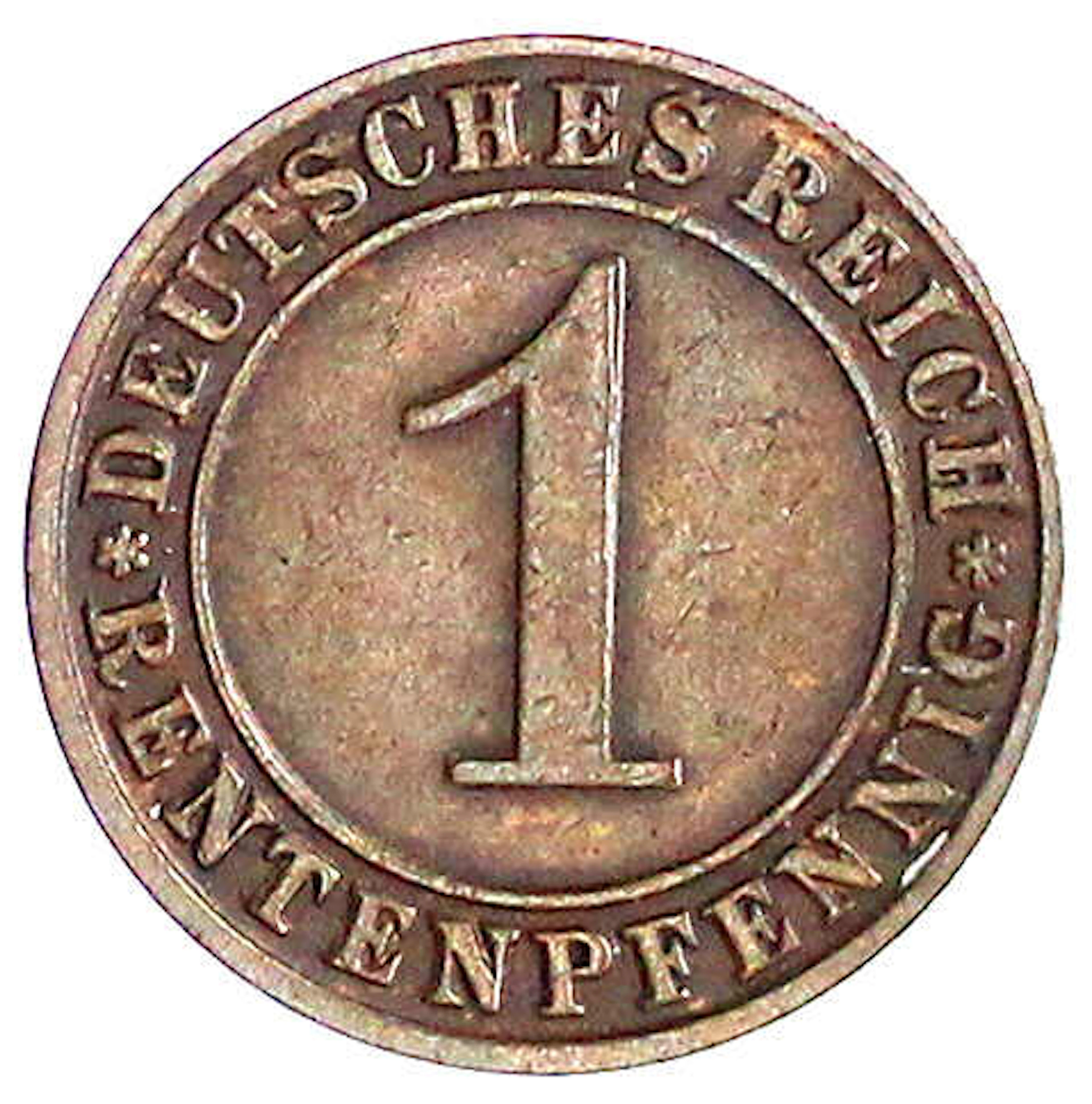 Weimarer Republik, Kursmünzen, 1 Rentenpfennig, Kupfer, 1923-1929