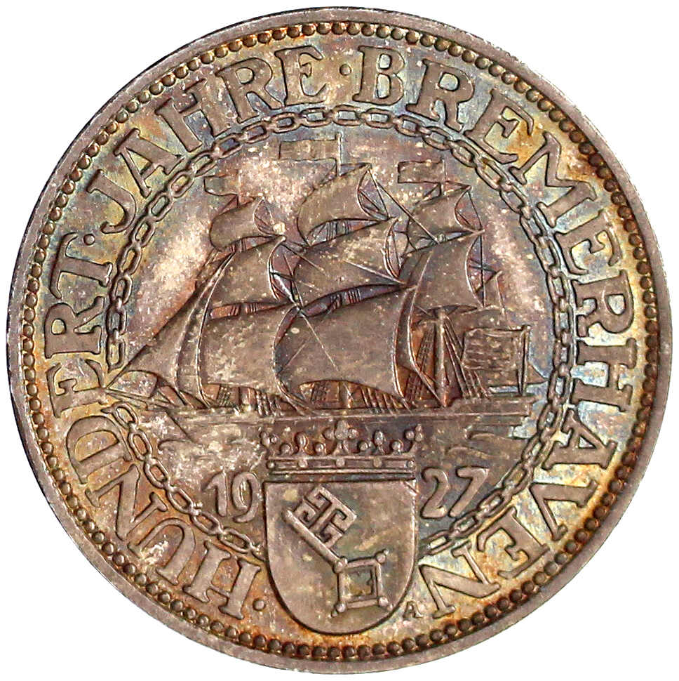 Weimarer Republik, Gedenkmünzen, 5 Reichsmark Bremerhaven