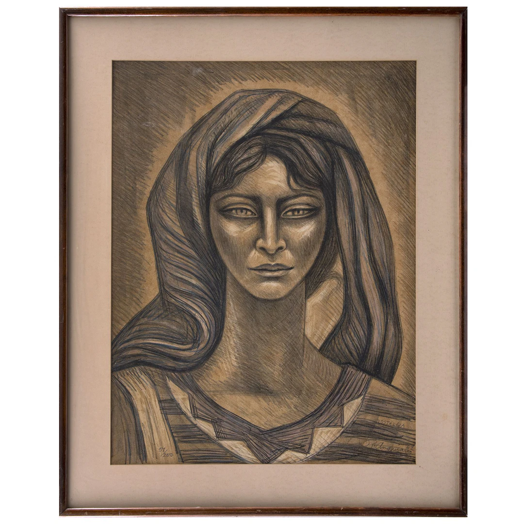 RAÚL ANGUIANO. Nostalgia N°1. Firmada y fechada 82. Litografía 57