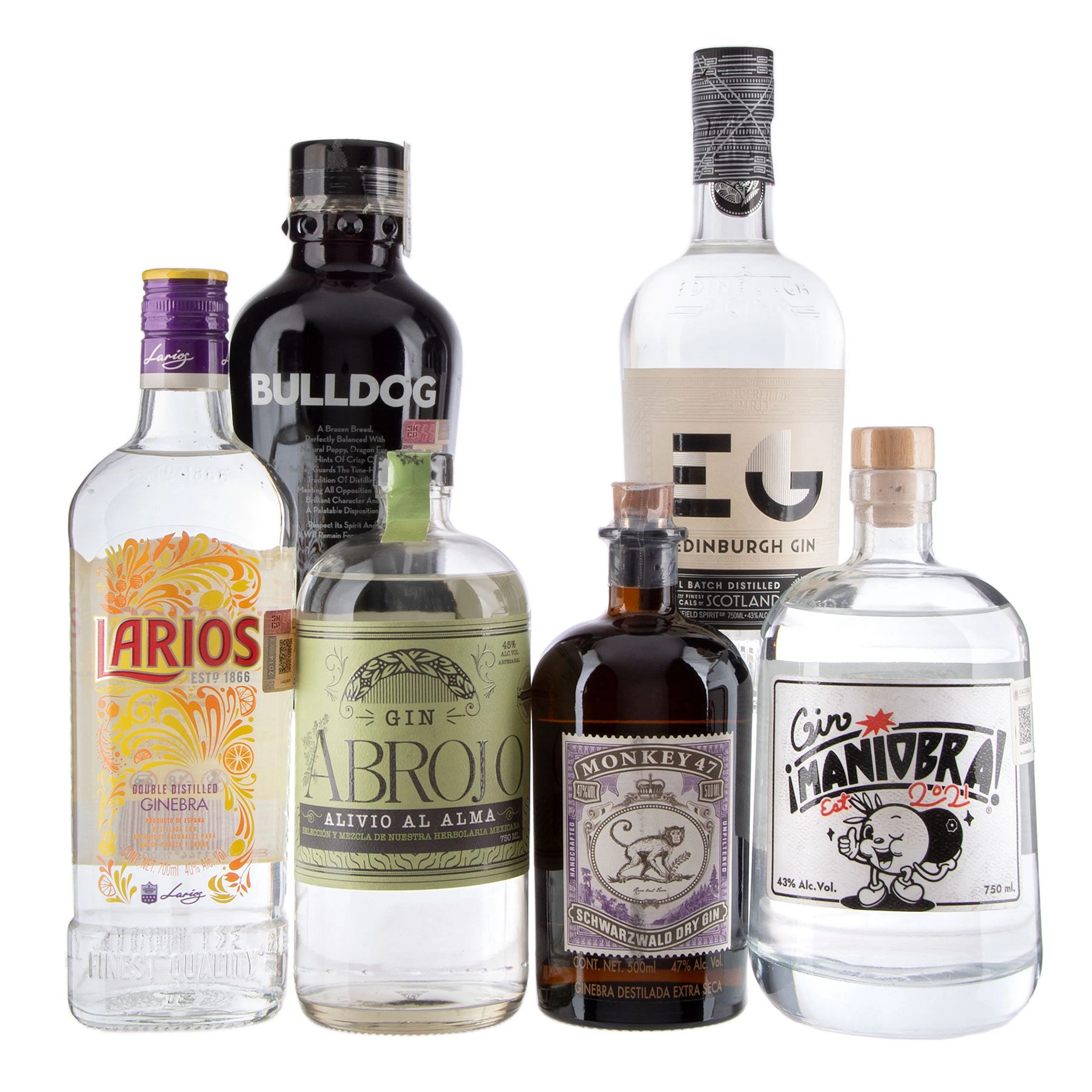 Colección de Ginebras De Autor a) Bulldog, London Dry Gin b) Abrojo