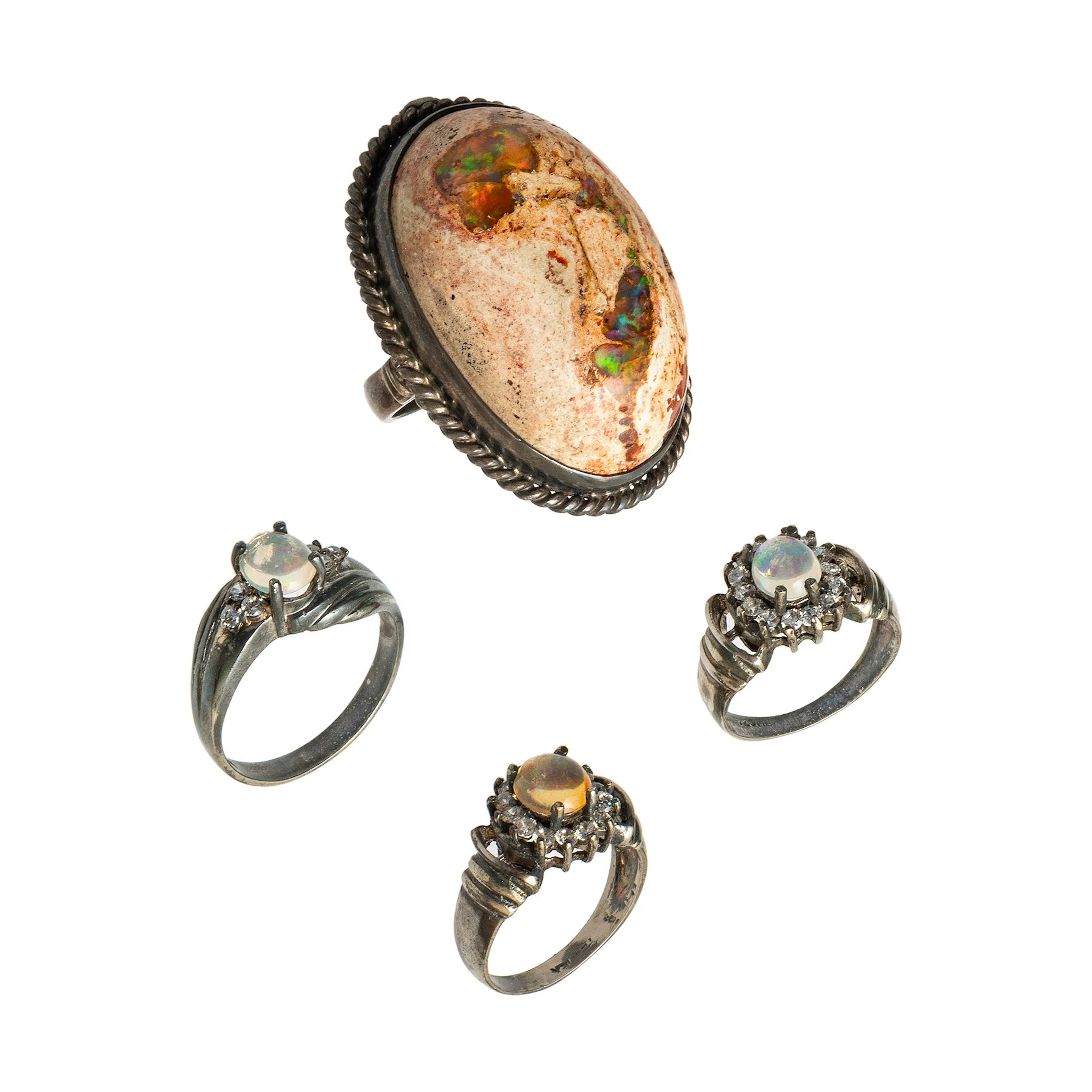 ANILLOS CON ÓPALOS Y CIRCONIAS EN PLATA