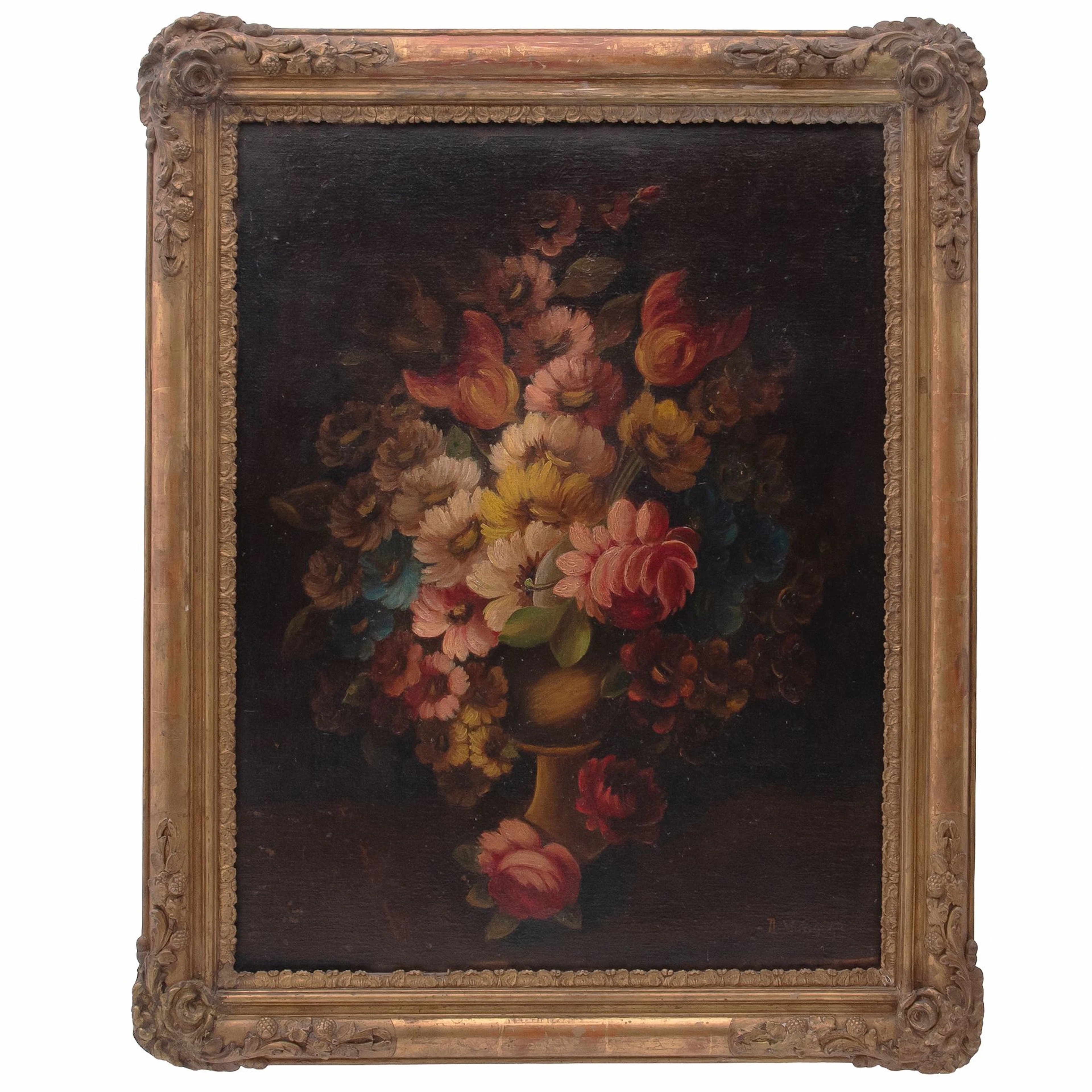 BOUQUET DE FLORES MÉXICO, SIGLO XX Óleo sobre tabla Firmado "N. Yonguga"