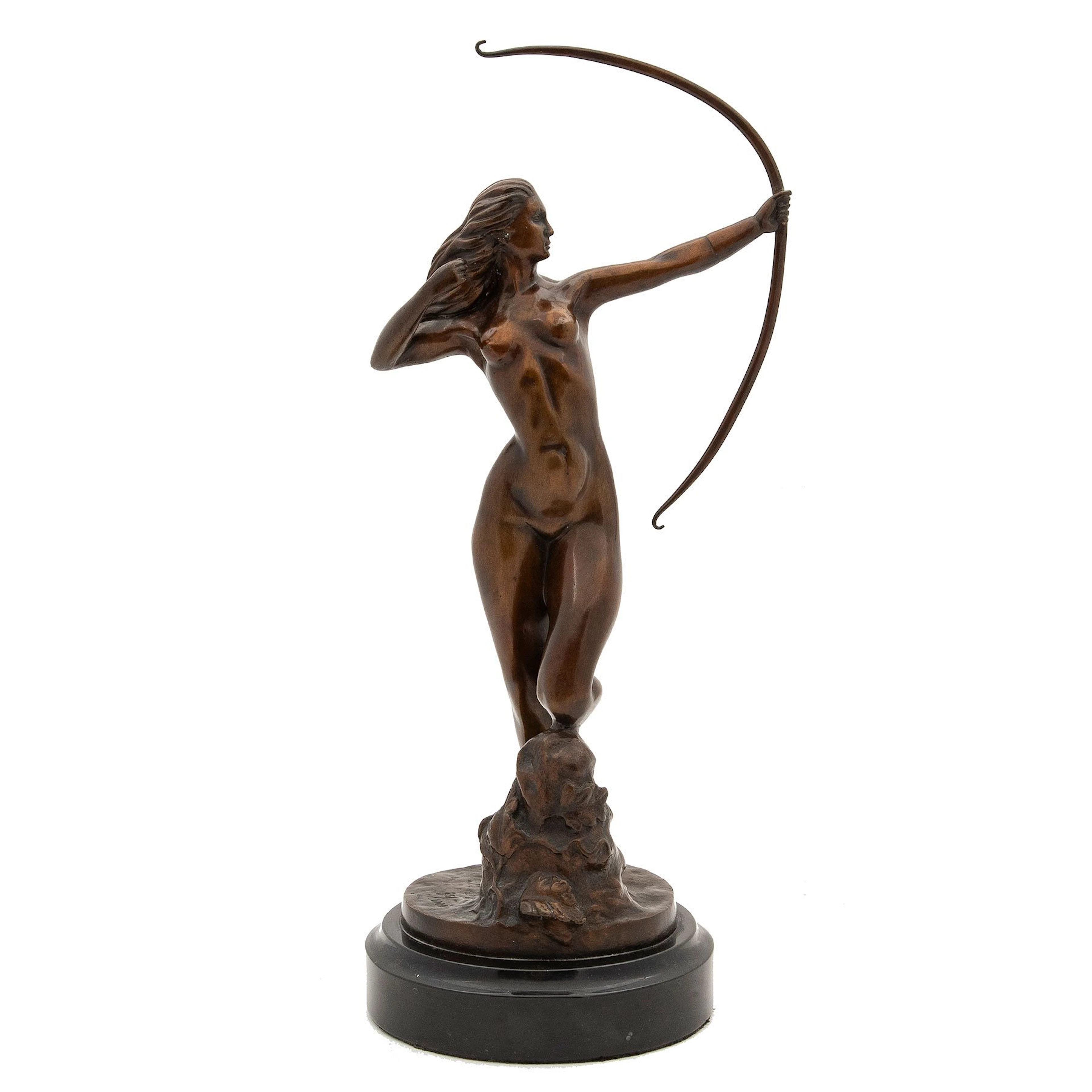 DIANA CAZADORA. MÉXICO, SXX. Bronce, patinado en color marrón; con