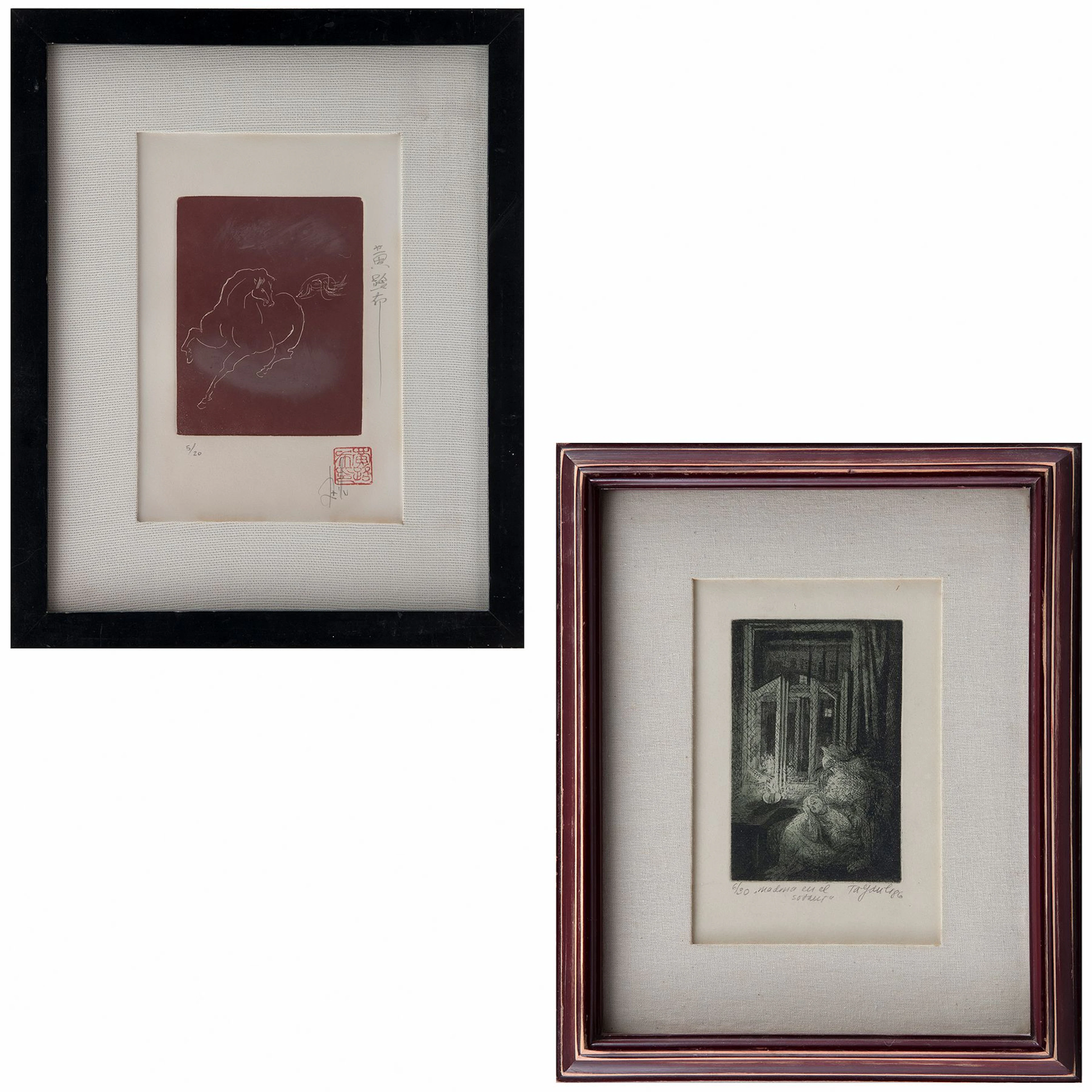 a)LUCILLE WONG. Caballo. Firmado. Grabado 5/20. b)ARTISTA NO IDENTIFICADO.