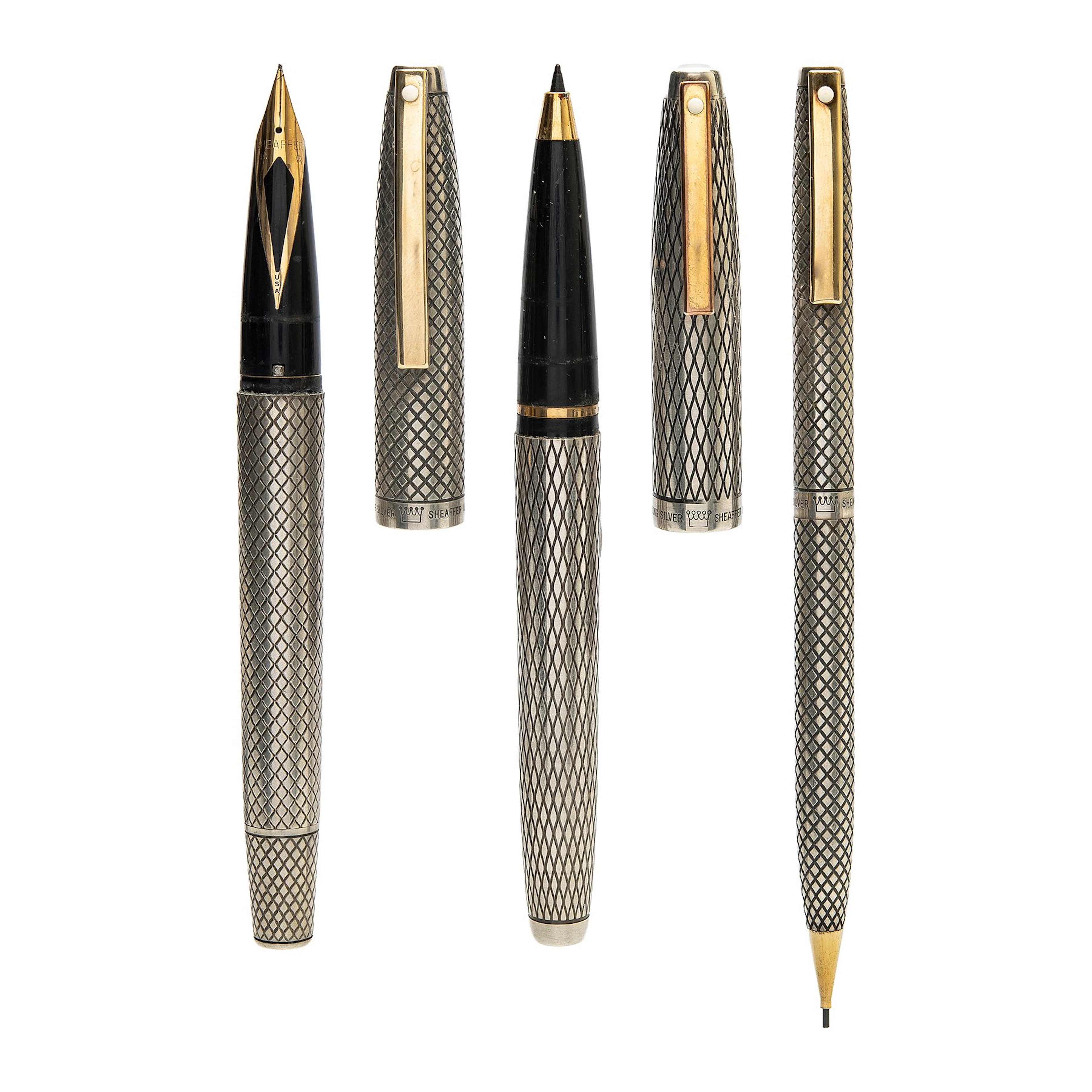 TRES ARTÍCULOS DE ESCRITURA SHEAFFER IMPERIAL EN PLATA .925 Y METAL DORADO