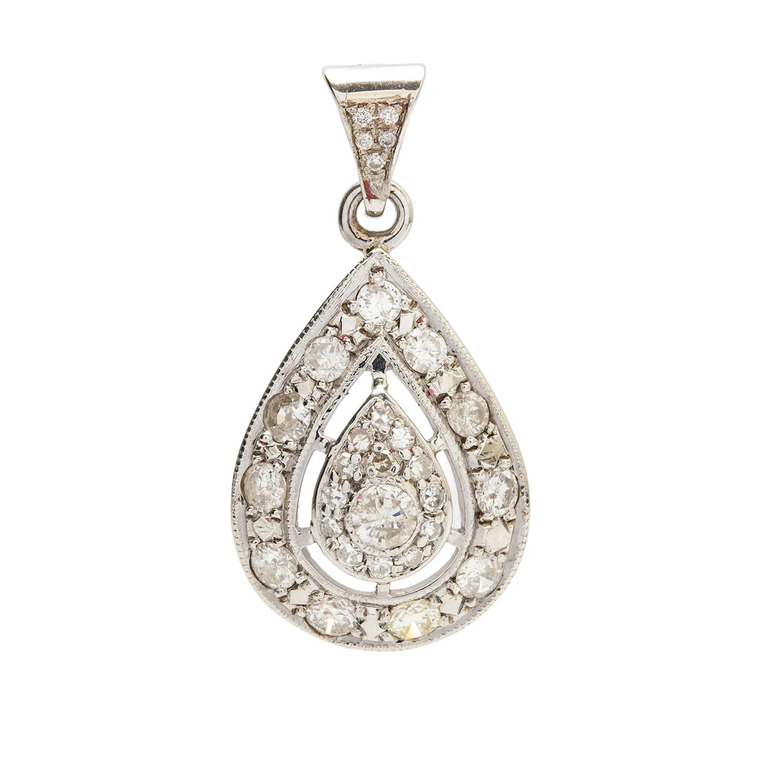 PENDIENTE CON DIAMANTES EN PLATA PALADIO