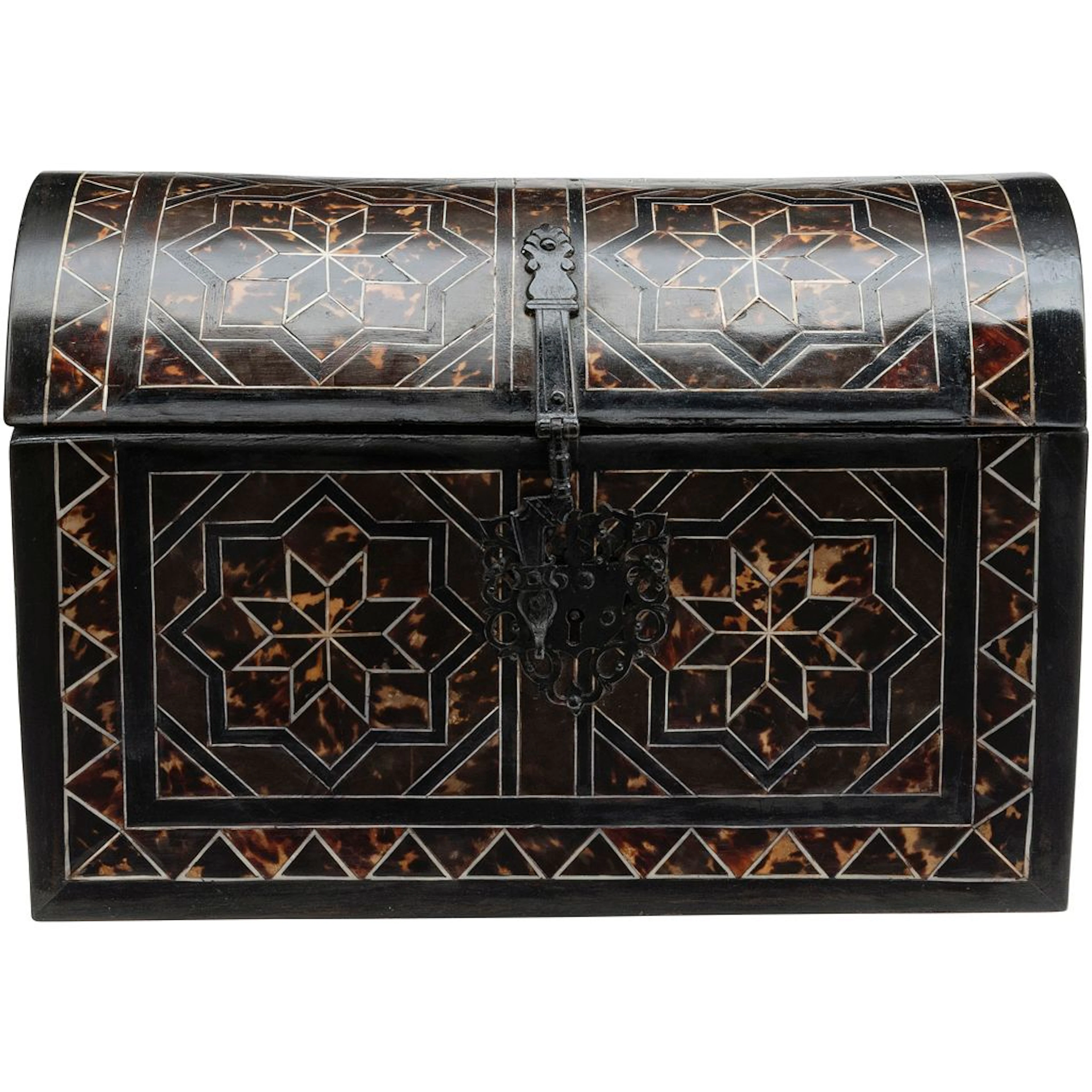 ARQUETA PUEBLA, MÉXICO, S XVIII. En madera ebonizada y enchapada en