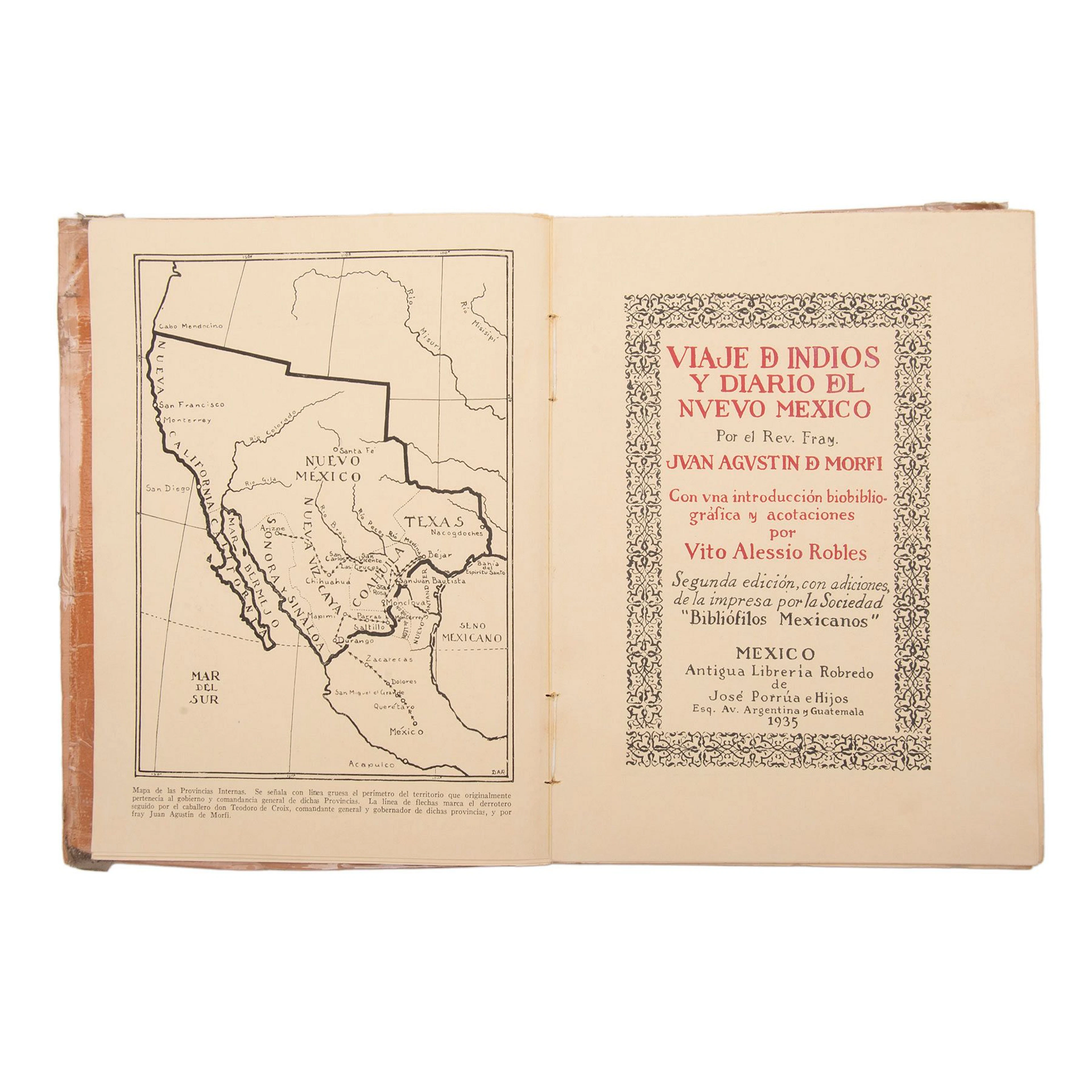 MORFI, FRAY JUAN AGUSTÍN DE VIAJE DE INDIOS Y DIARIO DEL NUEVO MÉXICO.MÉXICO: