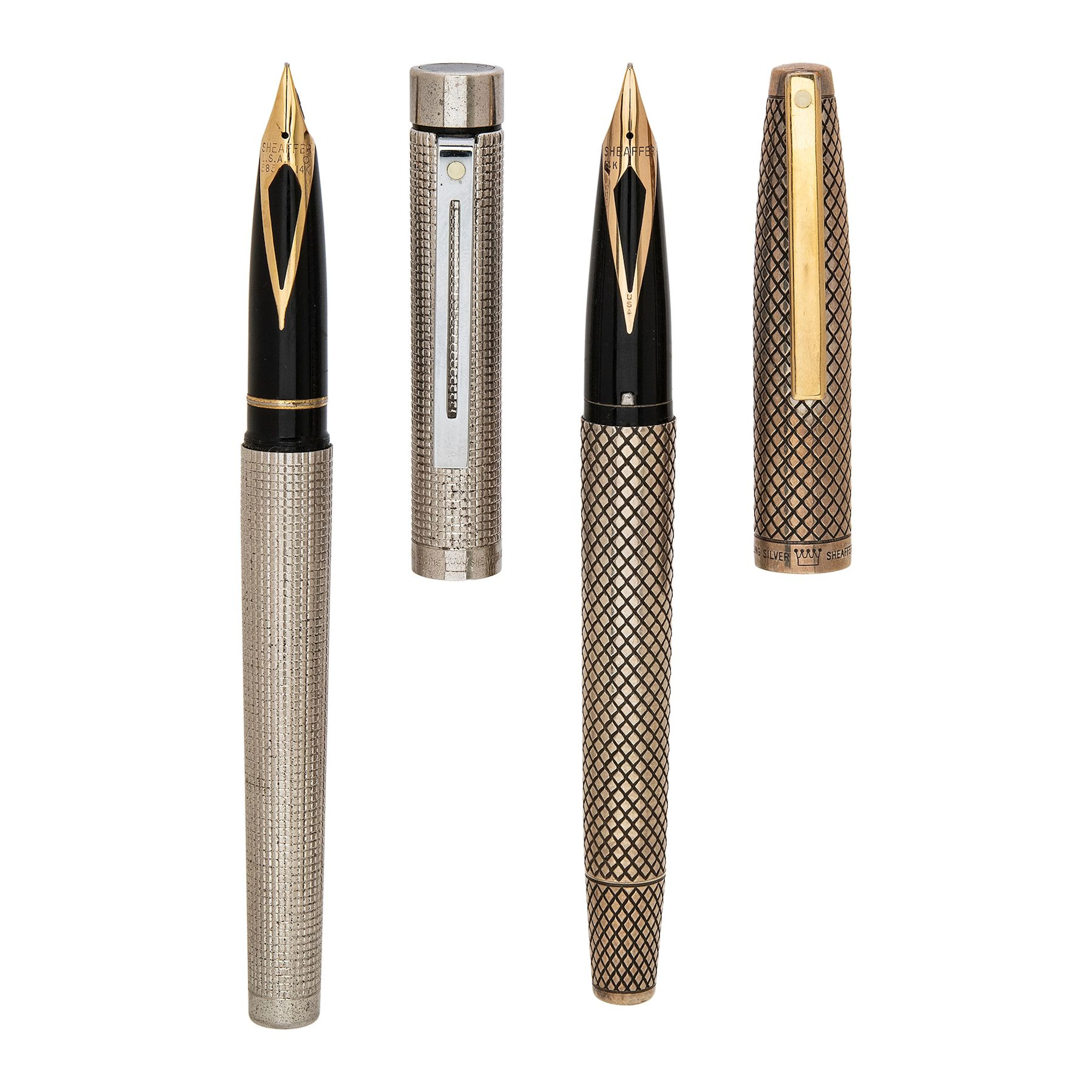 DOS PLUMAS SHEAFFER TARGA E IMPERIAL EN PLATA .925 Y METAL PLATEADO