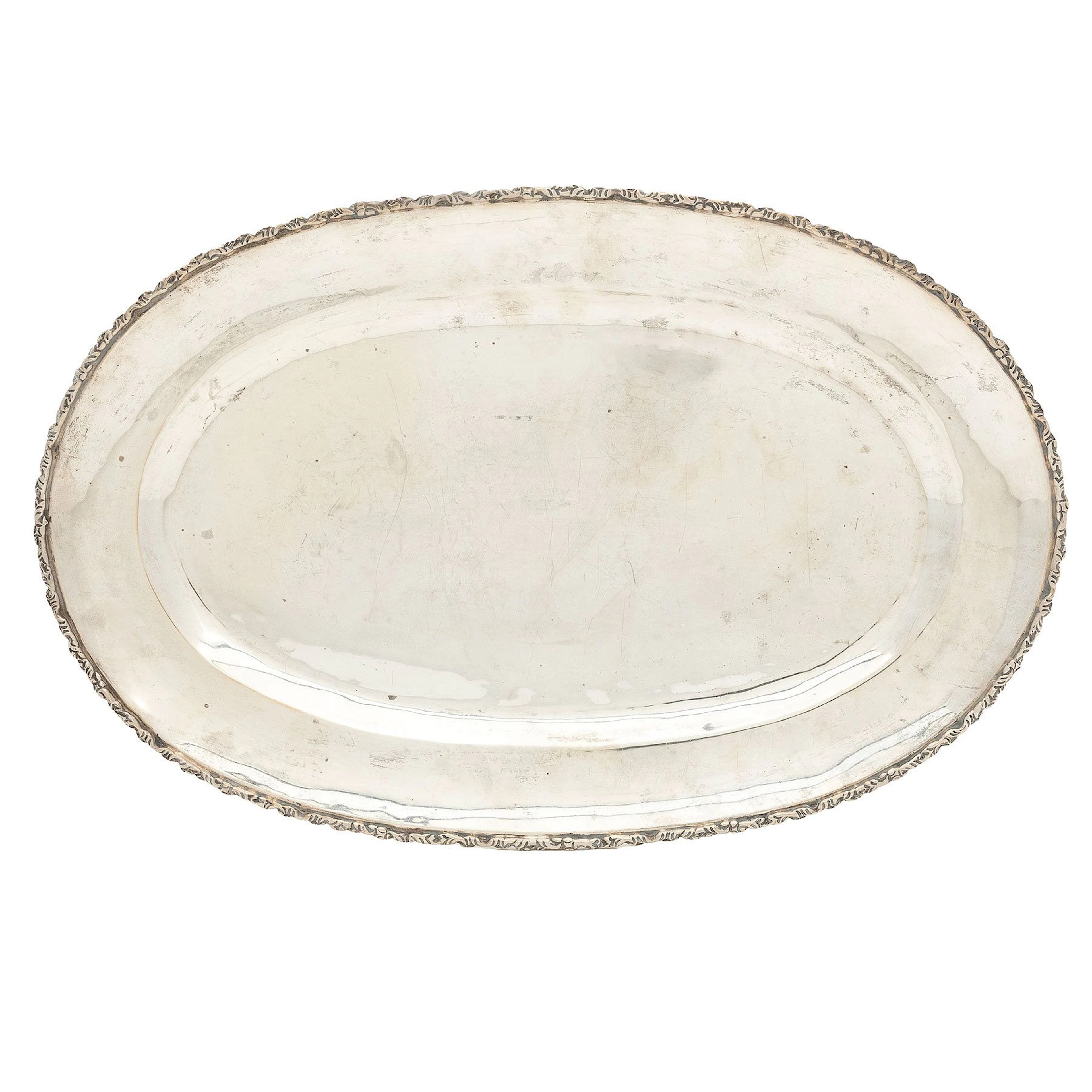 PLATÓN OVAL. MÉXICO, SXX. Plata GH VILLA Sterling, Ley 0.925; borde