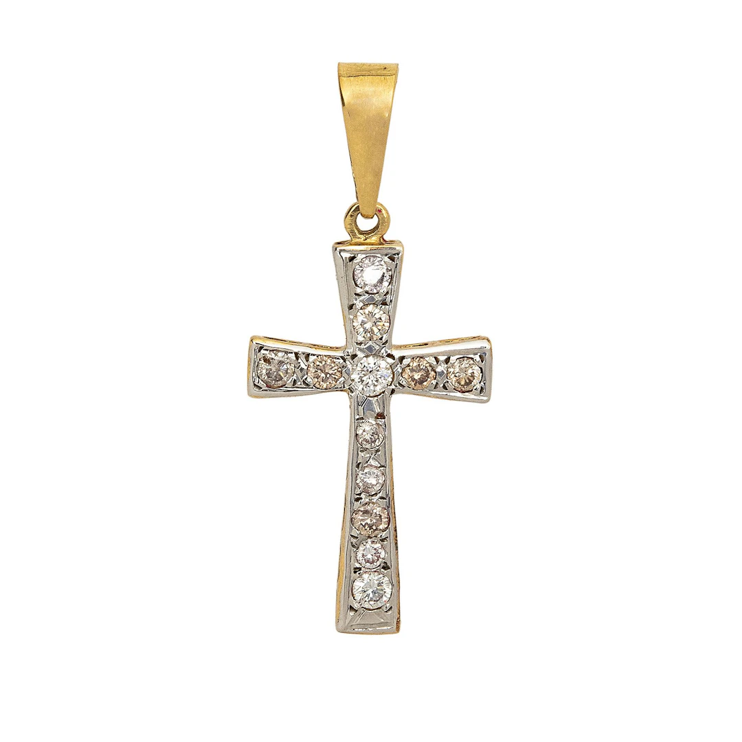 CRUZ CON DIAMANTES EN ORO AMARILLO DE 14K