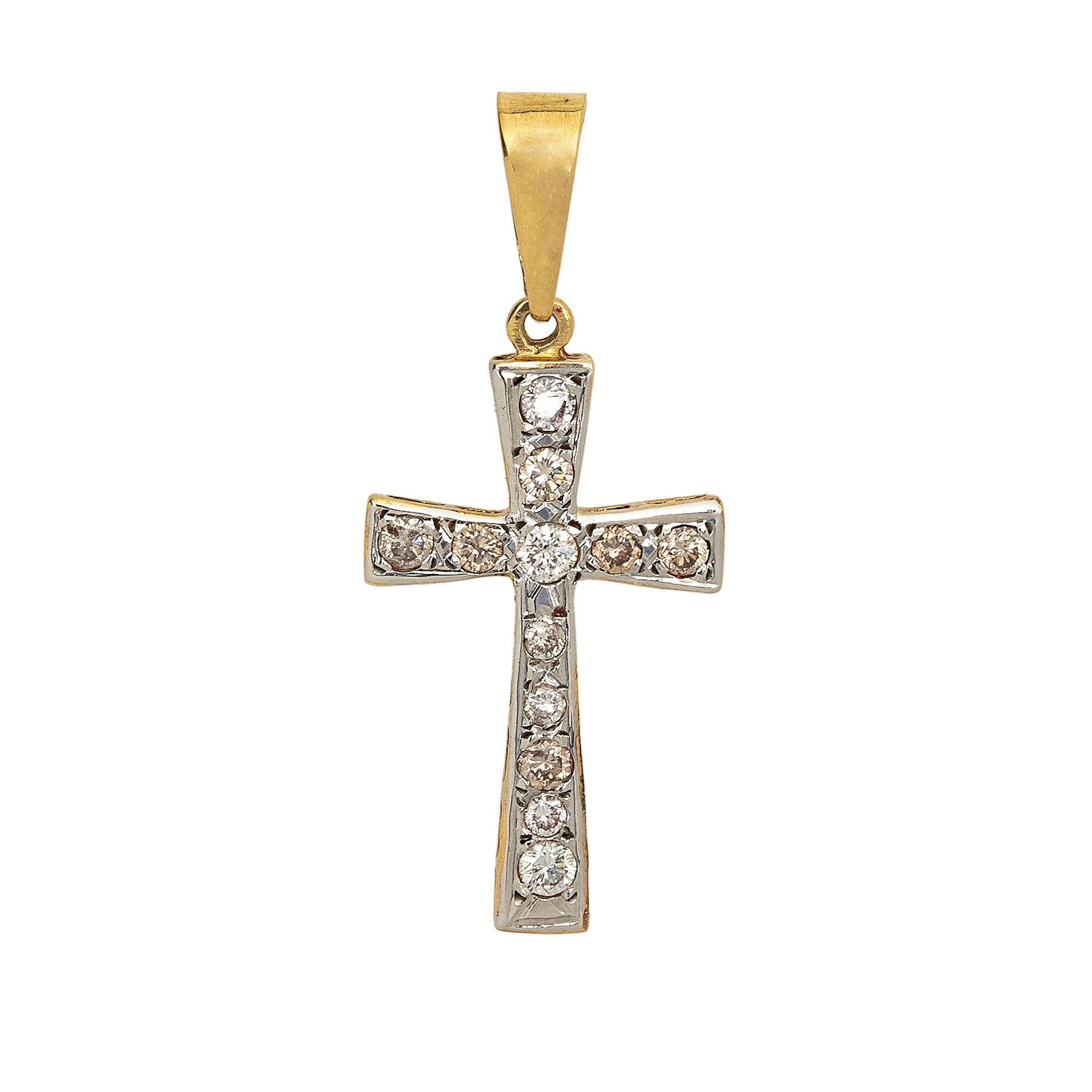 CRUZ CON DIAMANTES EN ORO AMARILLO DE 14K