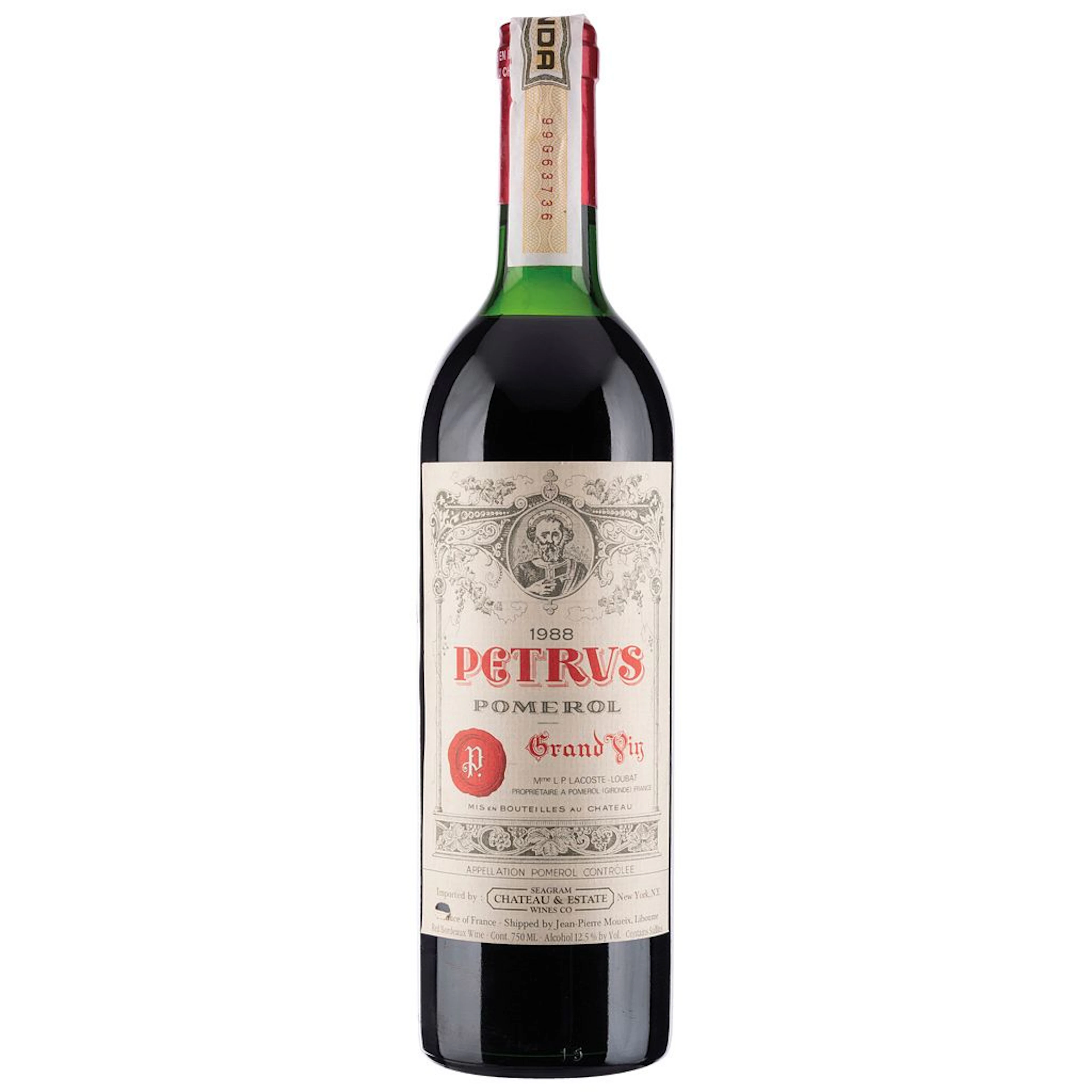 Petrus Grand Vin Cosecha: 1988 Pomerol, Francia Nivel: en el cuello 96 / 100
