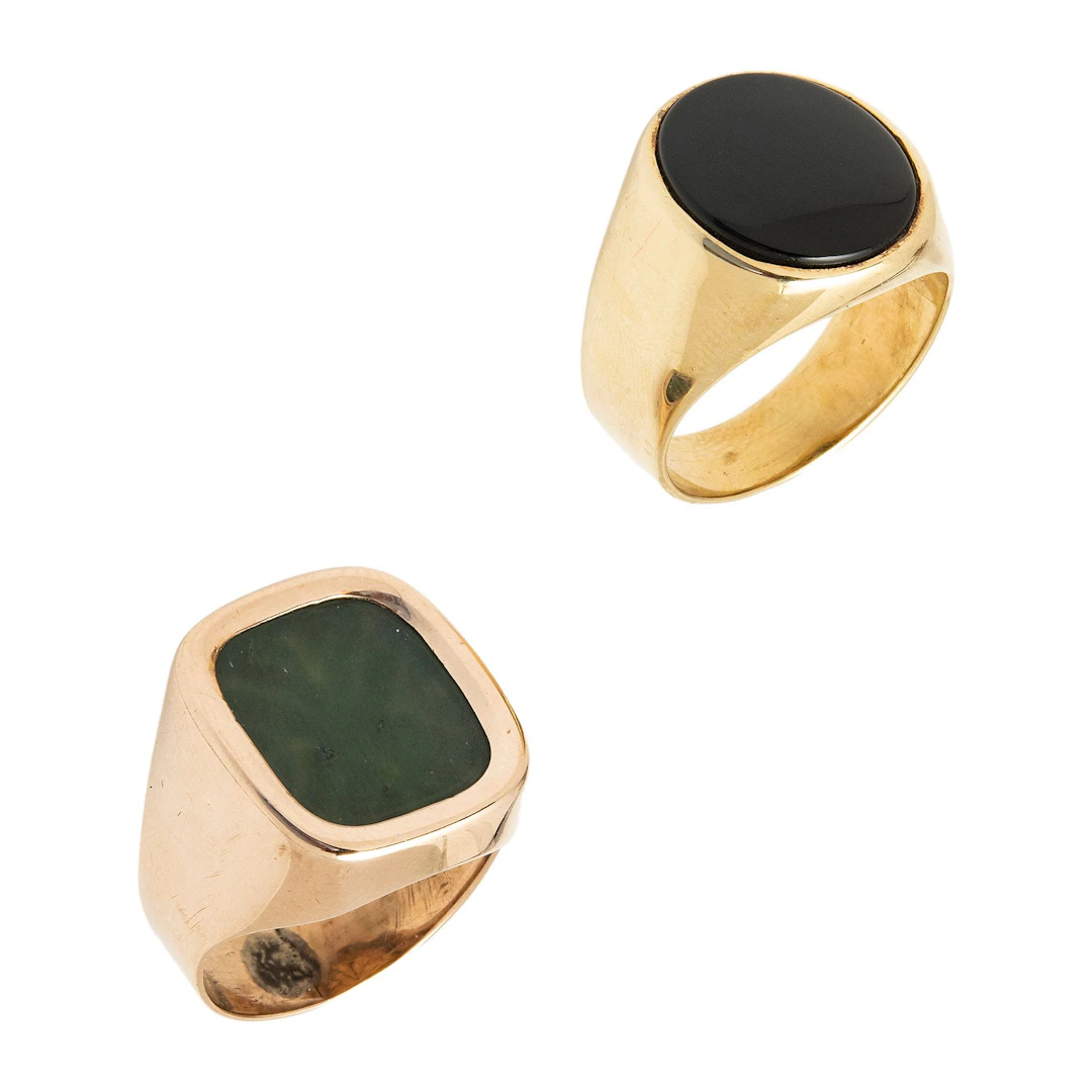DOS ANILLOS CON SIMULANTES EN ORO AMARILLO DE 12K Y 8K