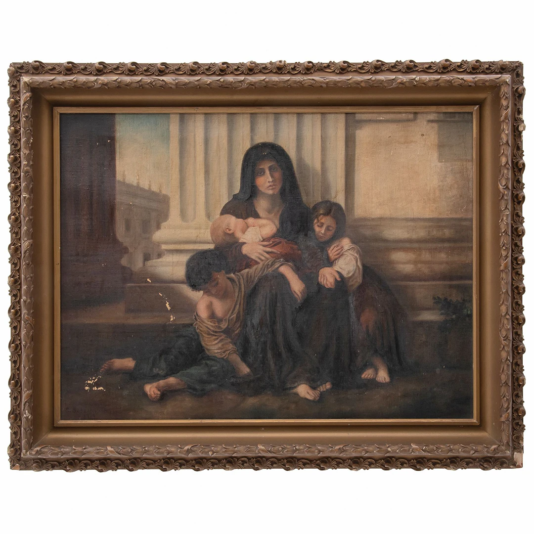 LA CARIDAD. SIGLO XX . Óleo sobre tela. Tomado del original de William-Adolphe