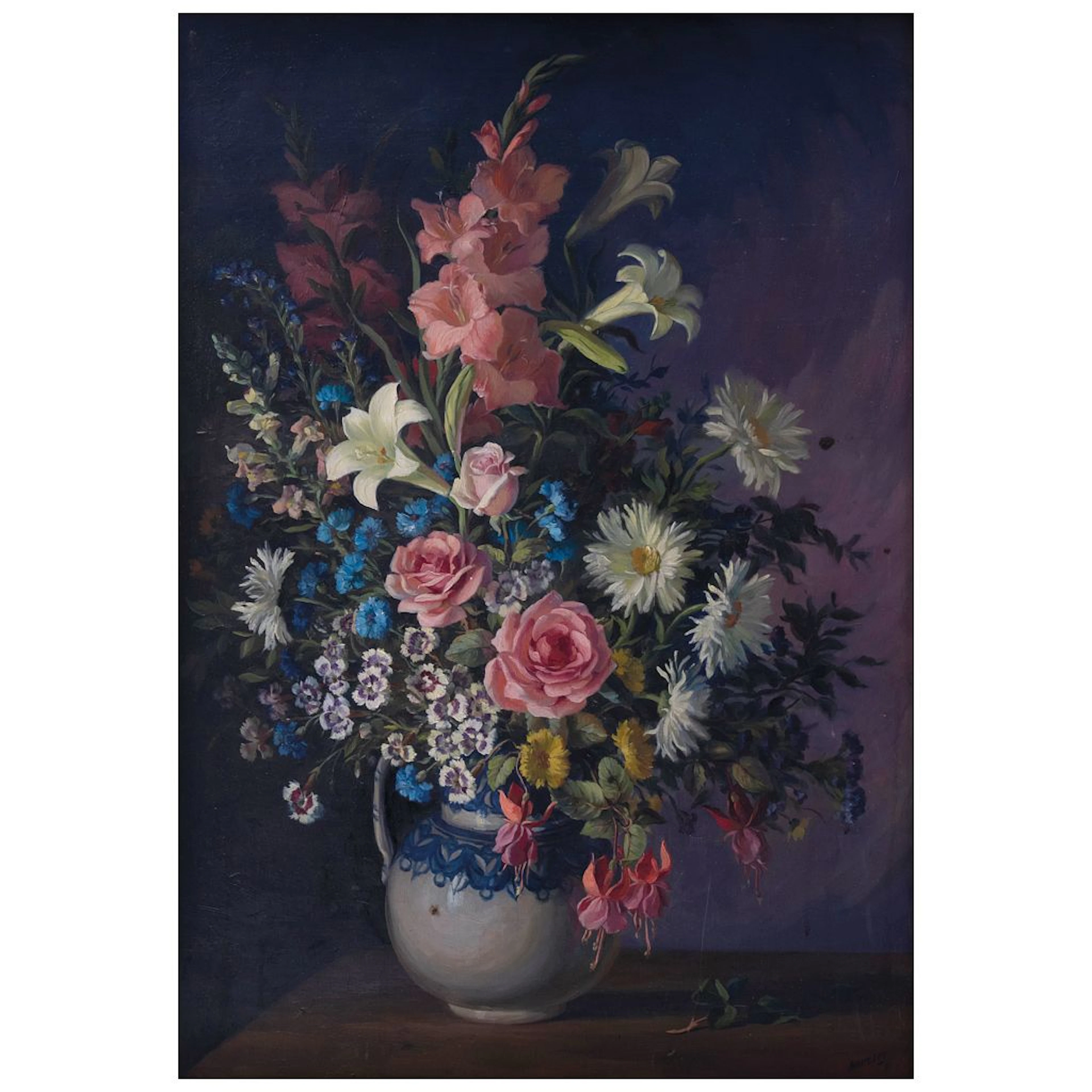 MANUEL NAVARRO. Bouquet. Firmado y fechado 71. Óleo sobre tela. 100 x 70 cm