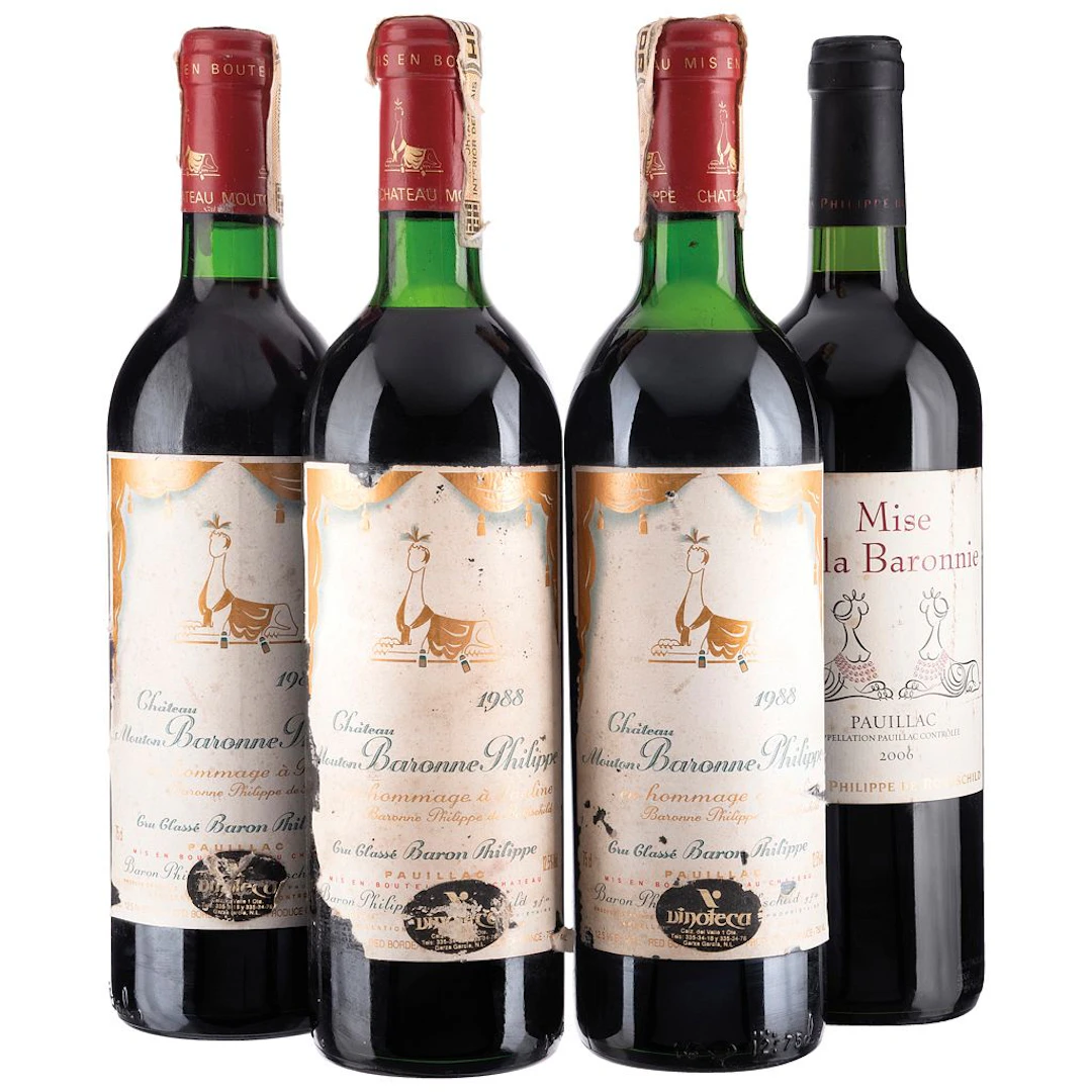 Mouton Baronne y Mise de la Baronnie Cosechas 1988 y 2006 4 pzs total