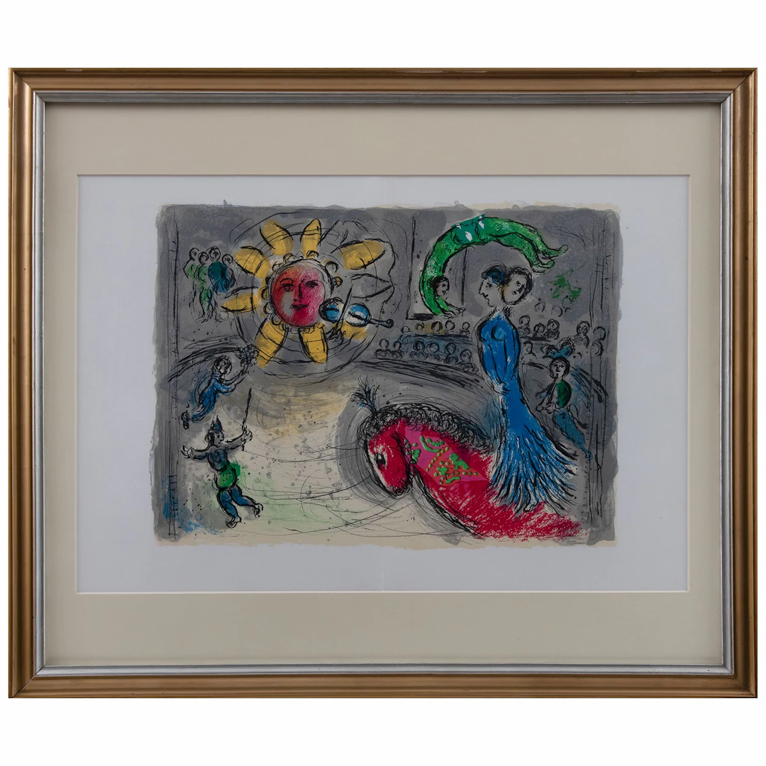 MARC CHAGALL. Sol con caballo rojo. Sin firma. Litografía sin número