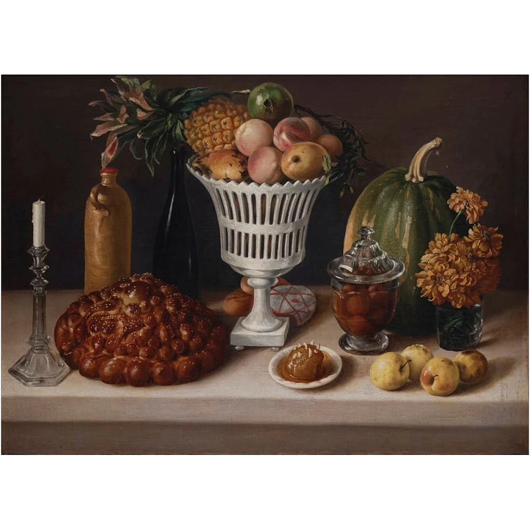 JOSÉ AGUSTÍN ARRIETA (MÉXICO, 1803 - 1874) BODEGÓN Óleo sobre tela