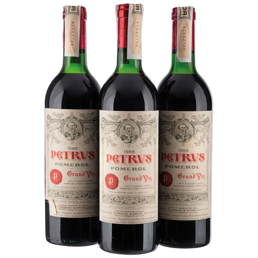 Petrus Grand Vin Cosecha: 1988 Pomerol, Francia Niveles: en el cuello