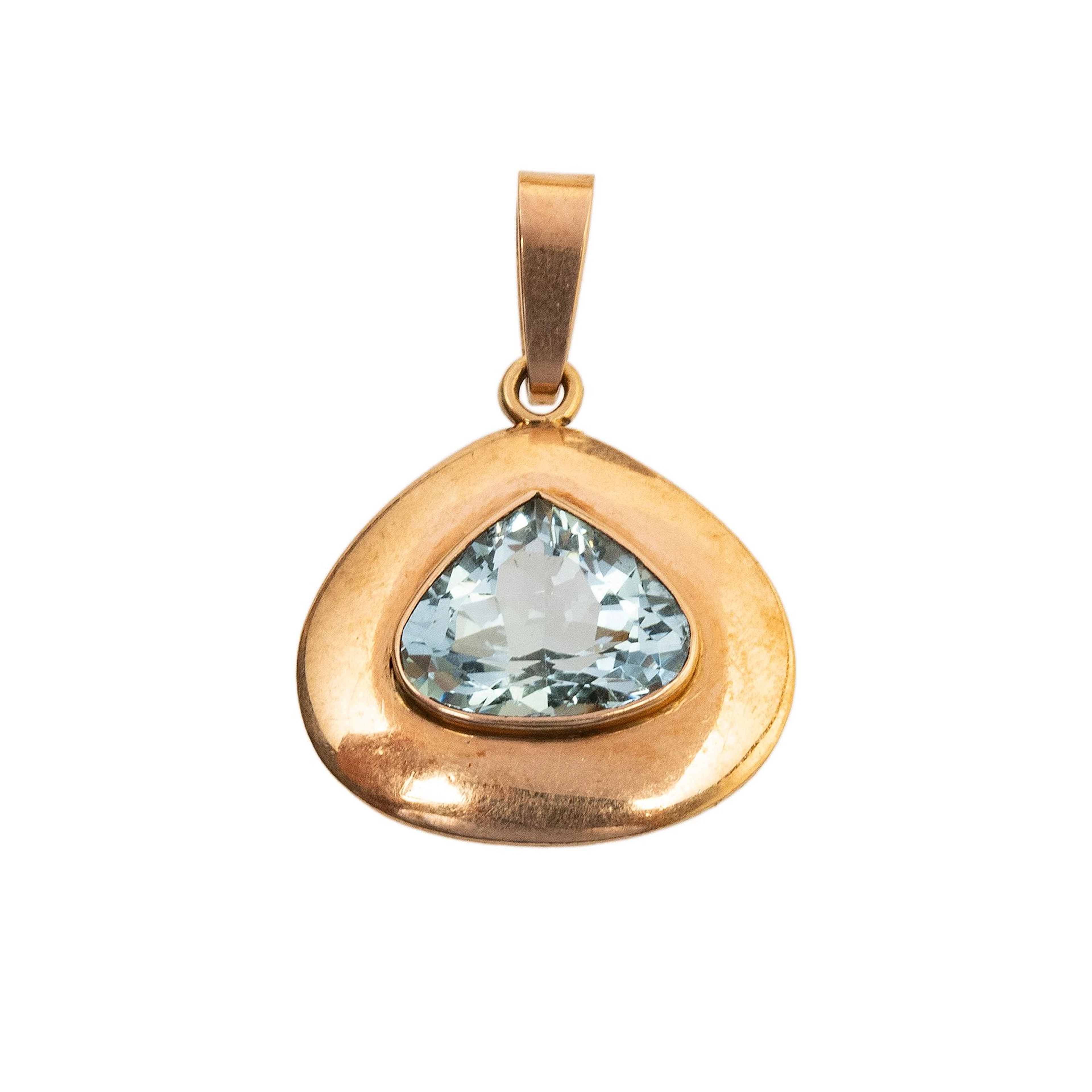 PENDIENTE CON AGUAMARINA EN ORO AMARILLO DE 18K