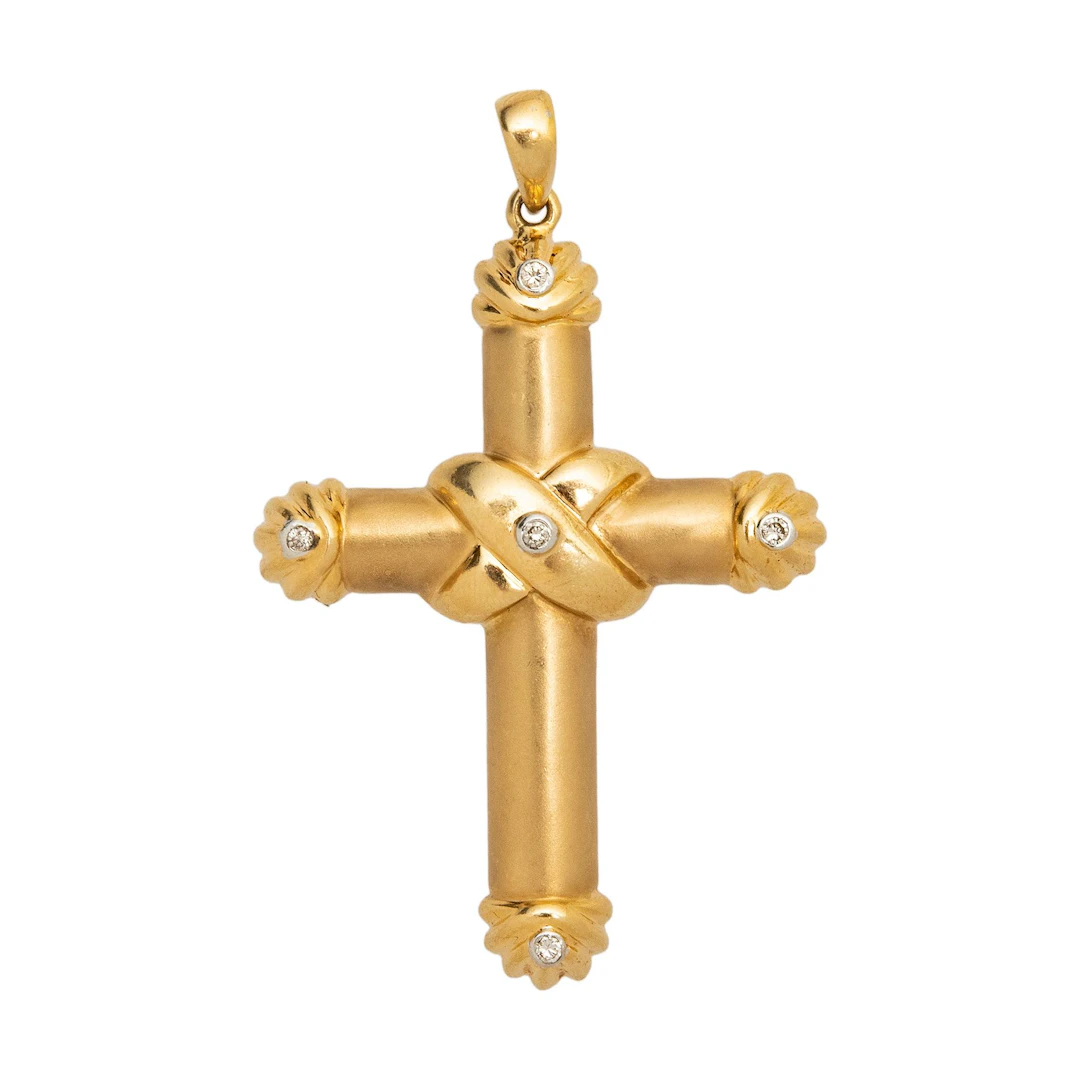 CRUZ CON DIAMANTES EN ORO AMARILLO DE 14K