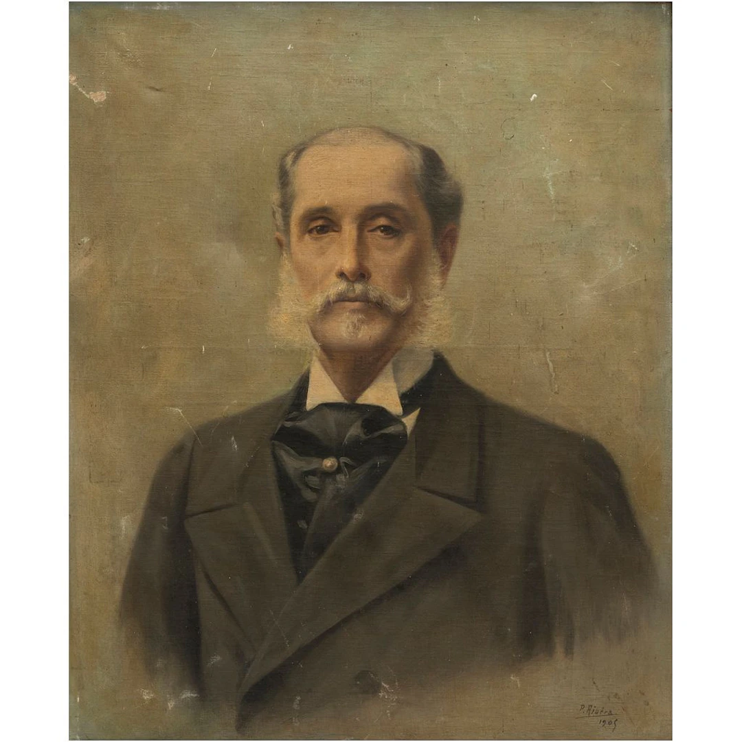 FRANCOIS PIERRE RIBERA. RETRATO DE CABALLERO. Óleo sobre tela. Firmado
