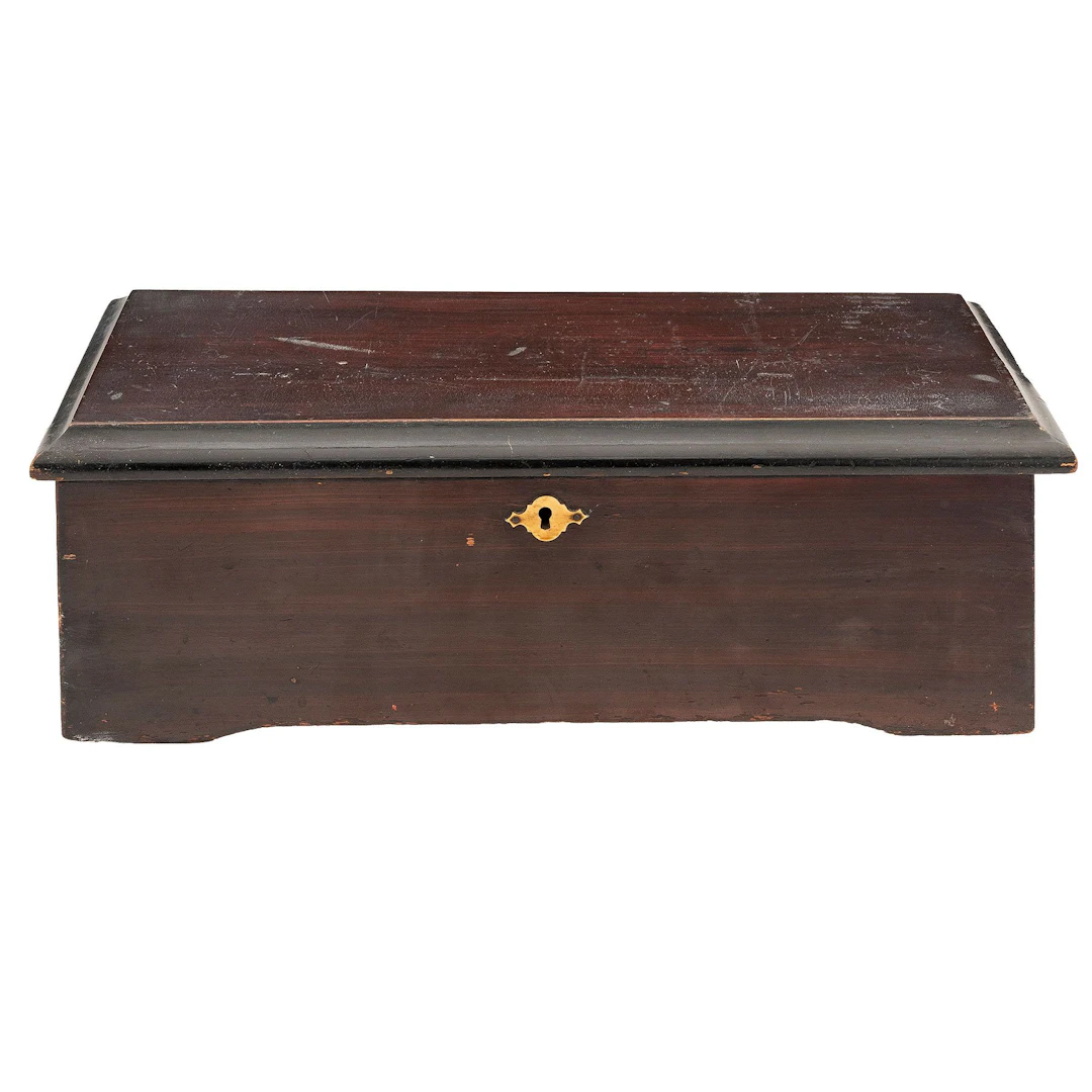 CAJA DE MÚSICA. SUIZA, CA.1900. Madera, mecanismo de cilindro (3 1/2