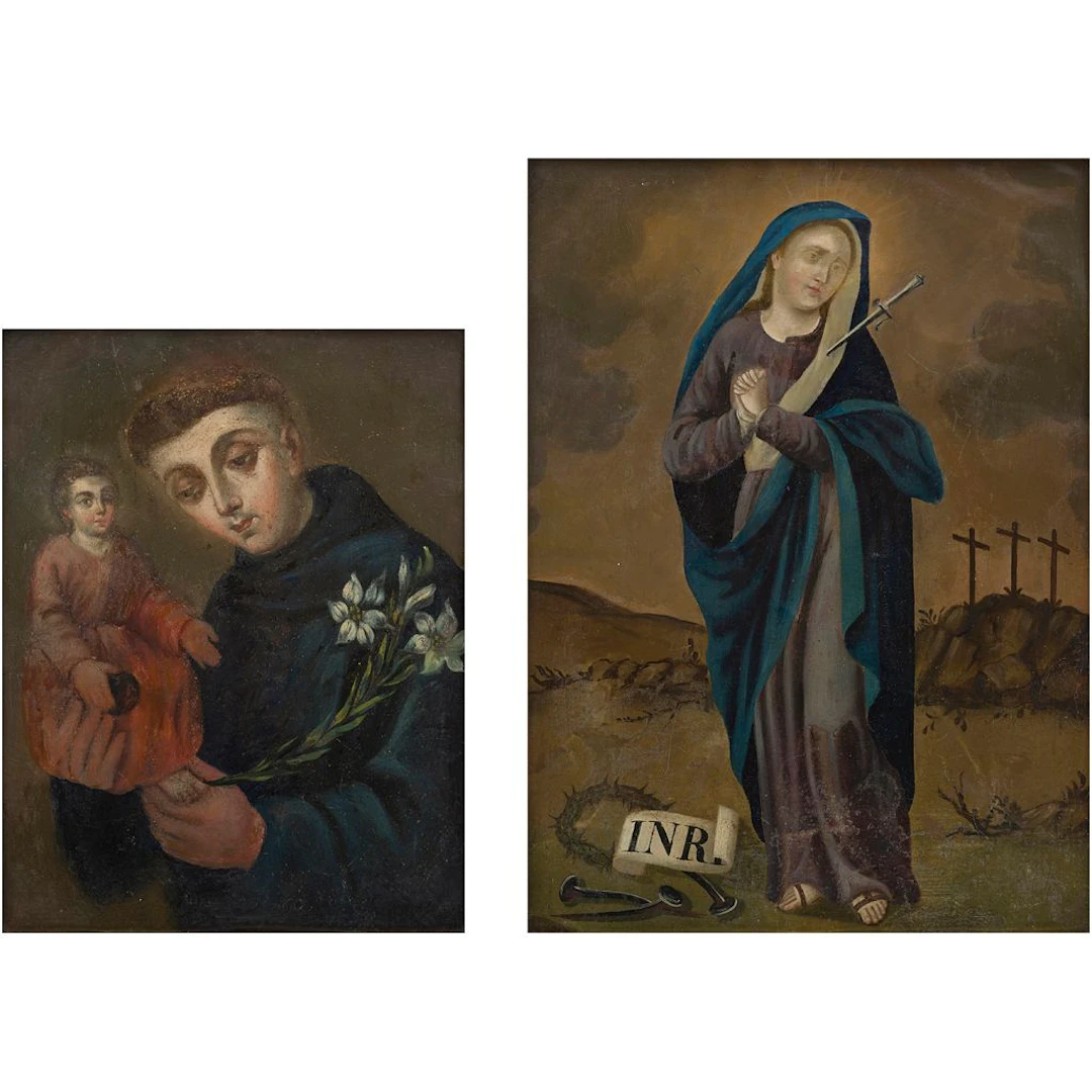 SAN ANTONIO DE PADUA CON EL NIÑO JESÚS Y VIRGEN DOLOROSA MÉXICO, INICIOS