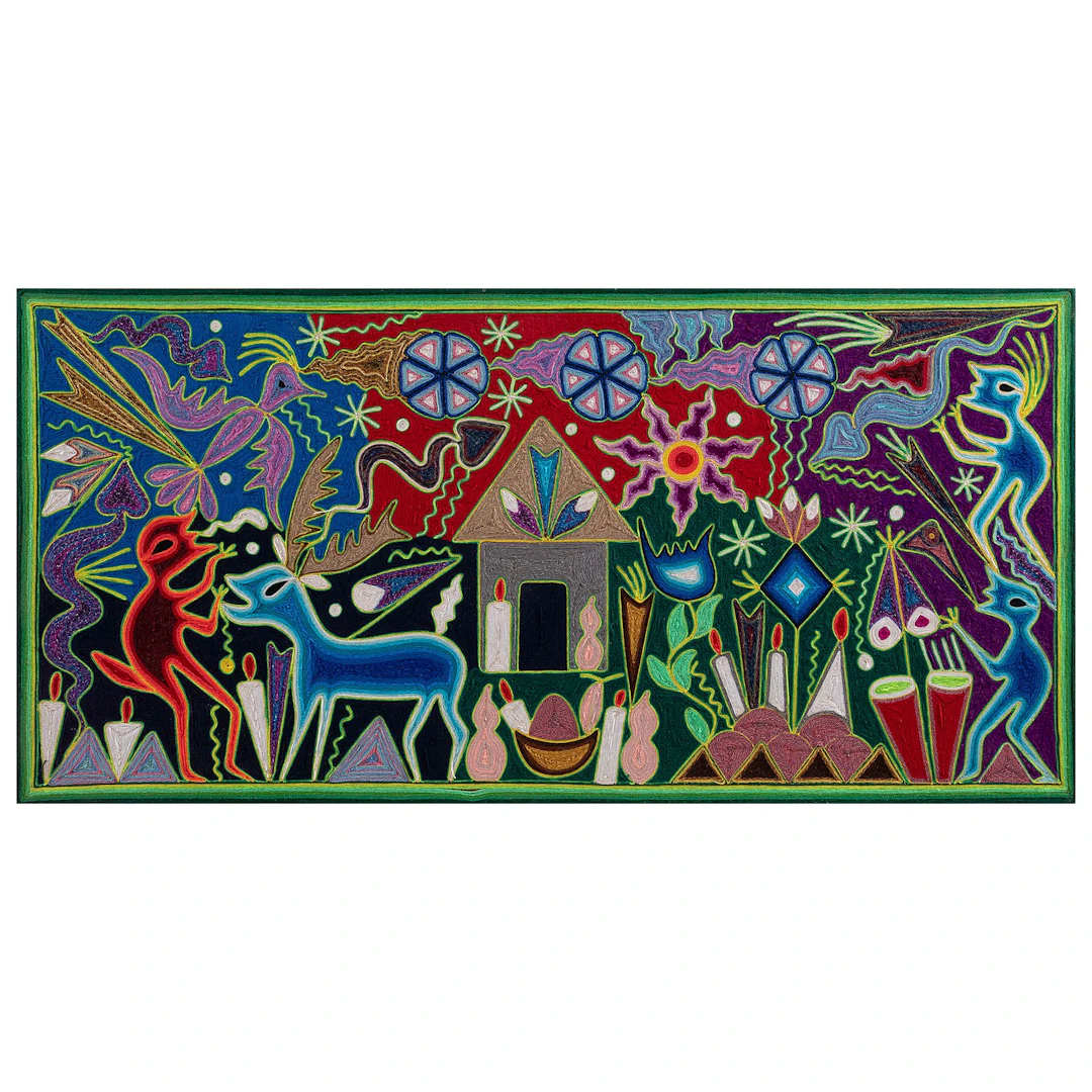 AUTOR NO IDENTIFICADO. Sin título. Sin firma. Arte huichol; estambre